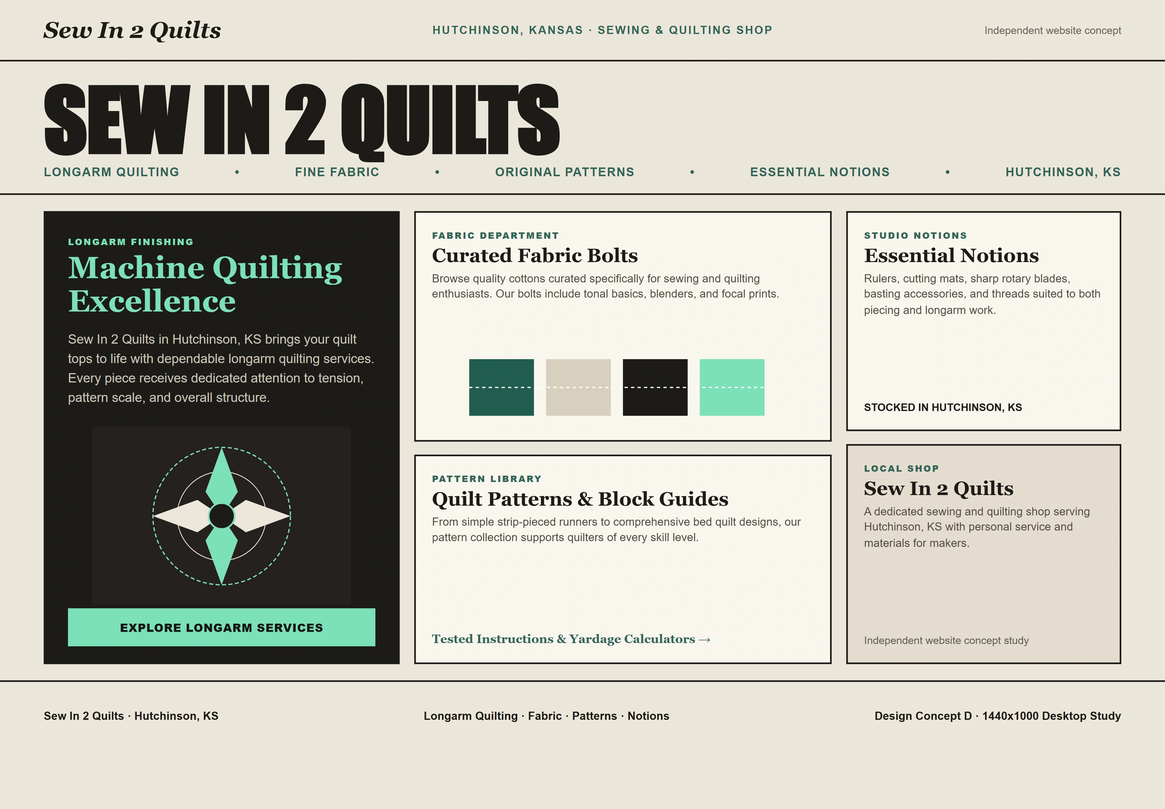 Sew In 2 Quilts, individual website design concept D