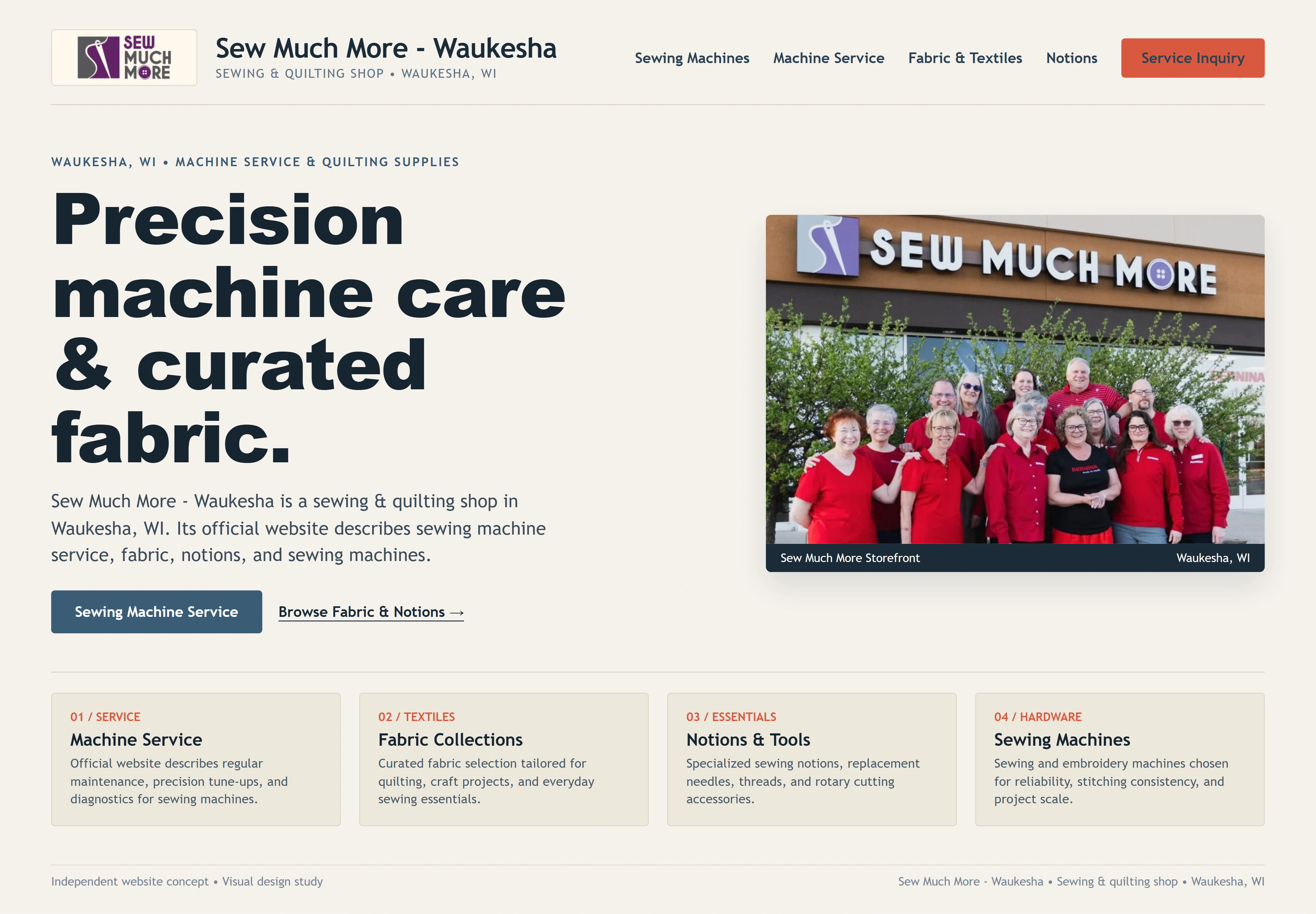 Sew Much More - Waukesha, individual website design concept A