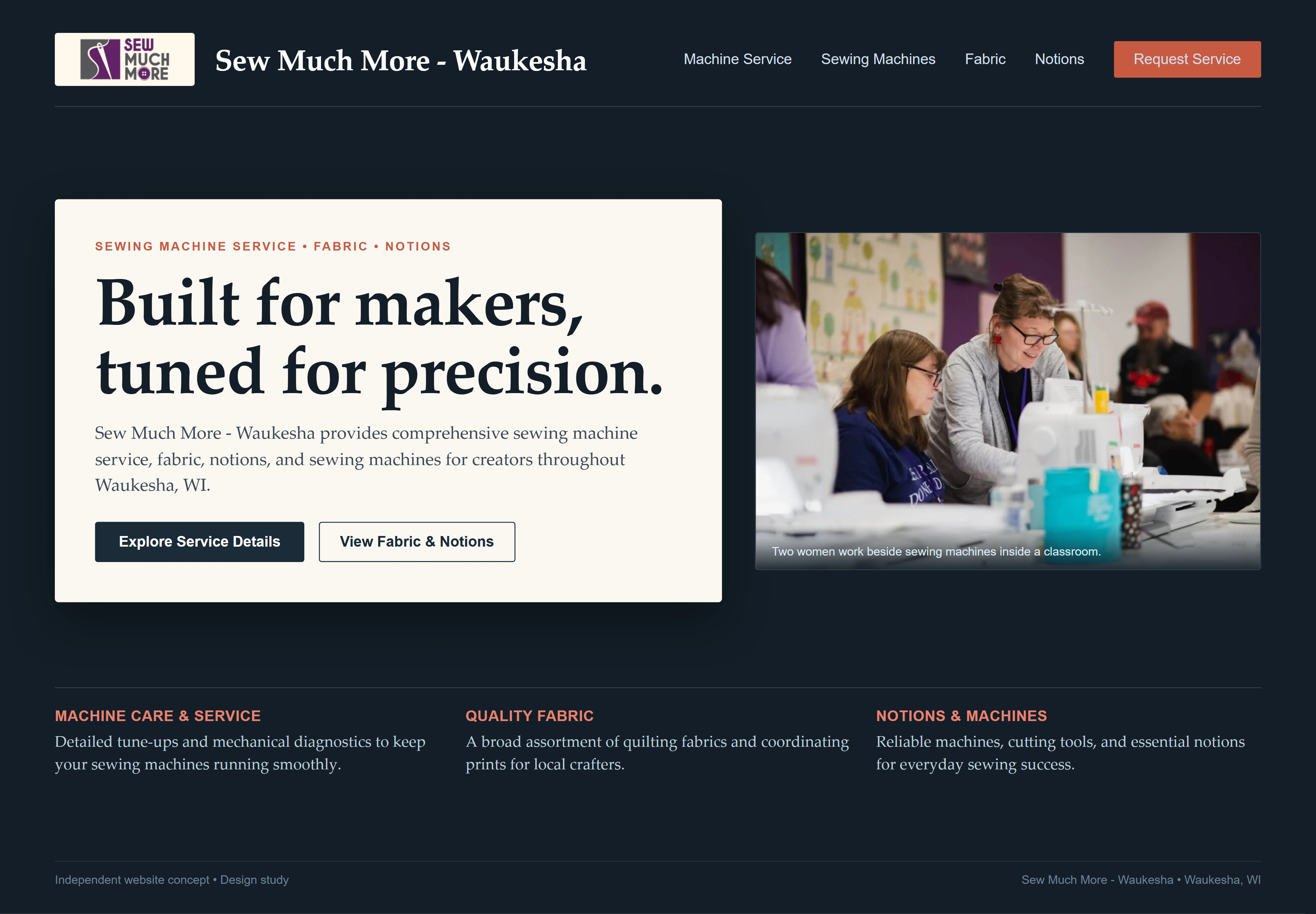 Sew Much More - Waukesha, individual website design concept B