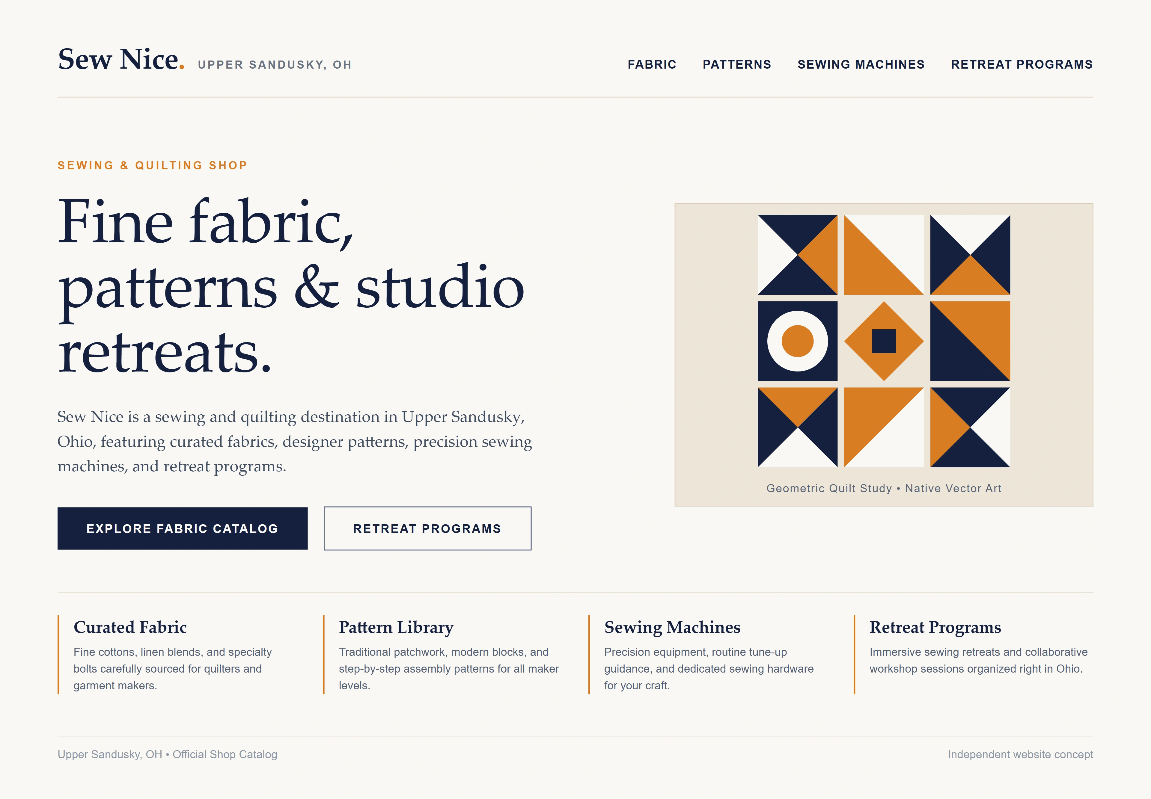Sew Nice, individual website design concept A