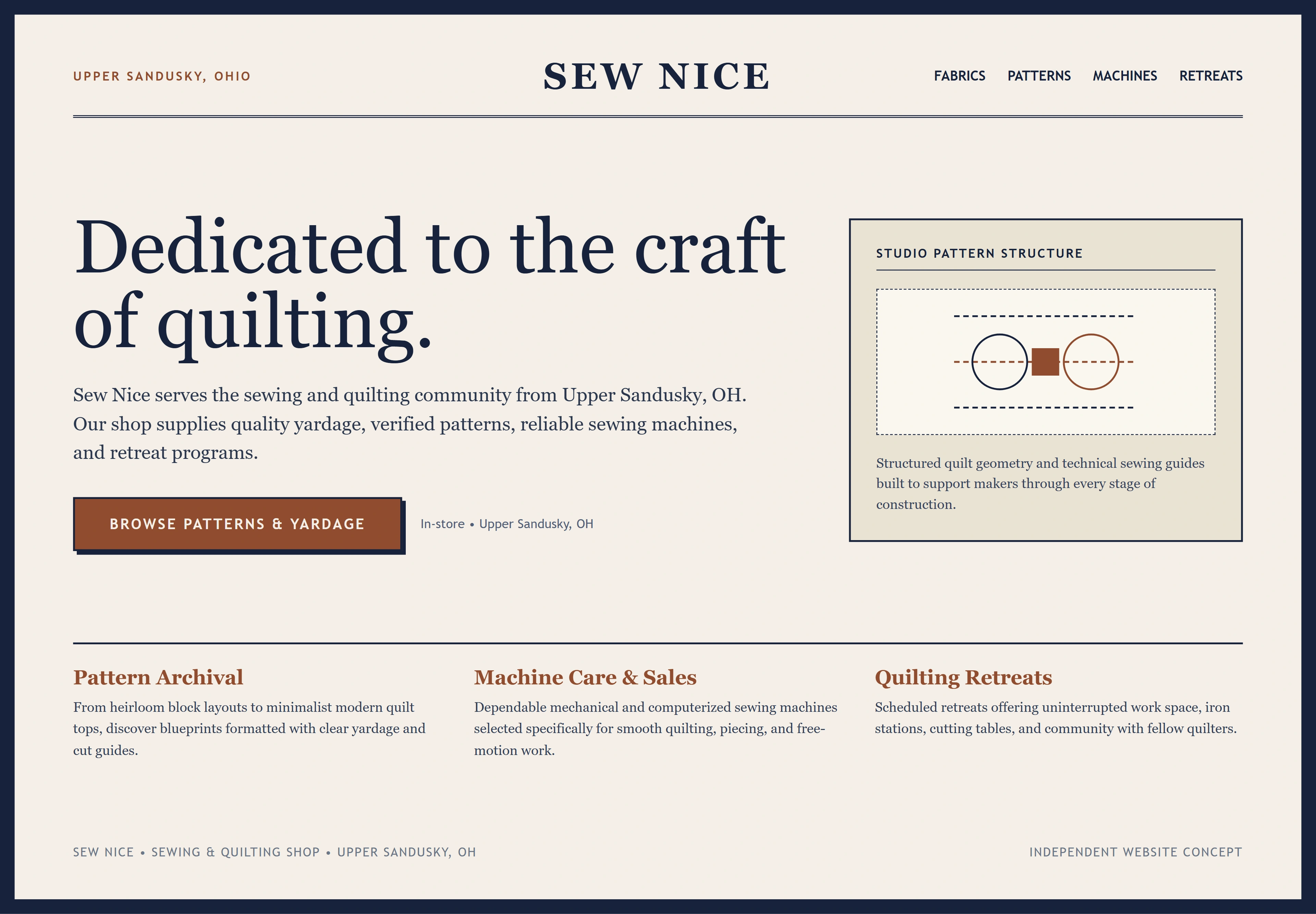 Sew Nice, individual website design concept B