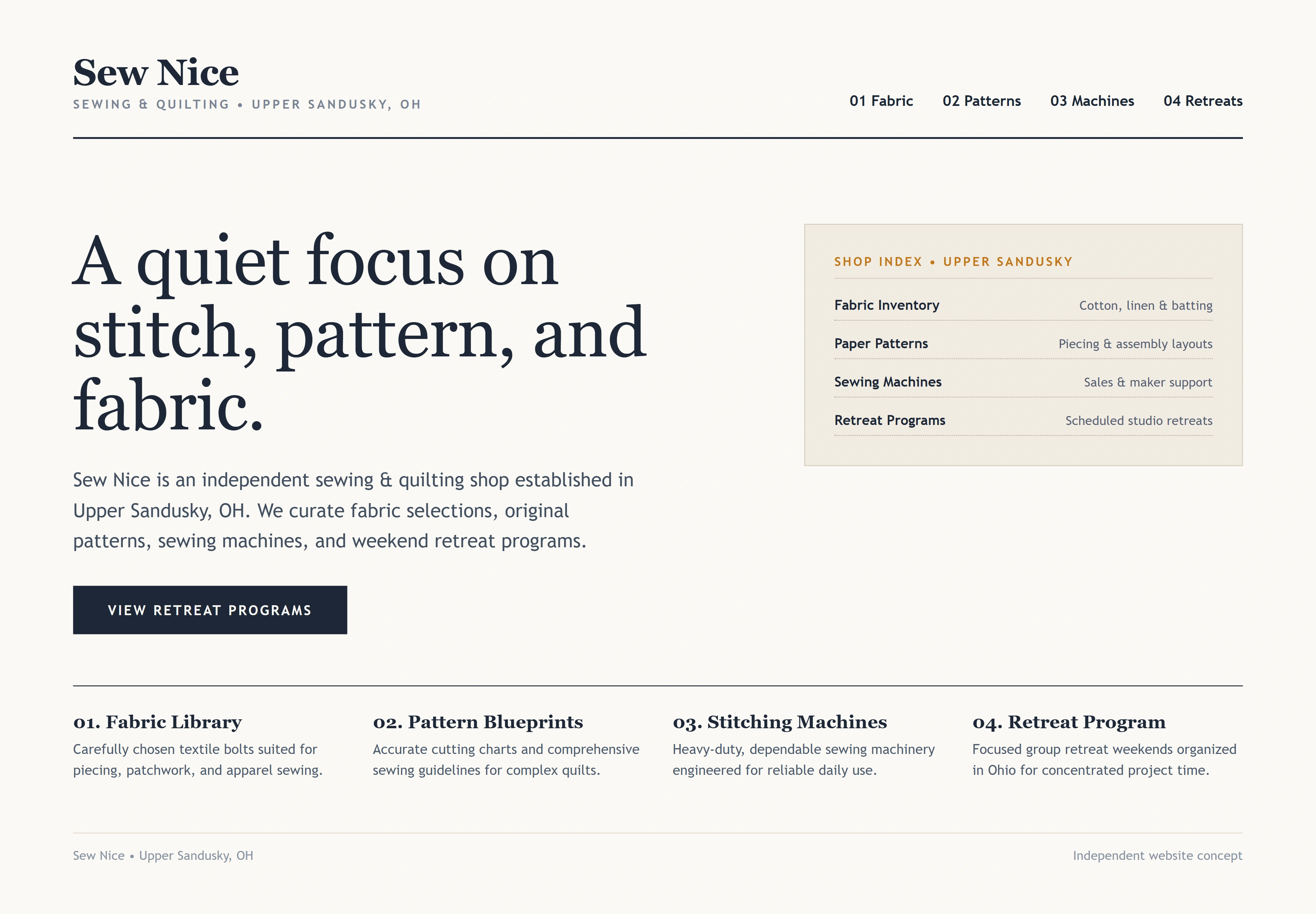 Sew Nice, individual website design concept D