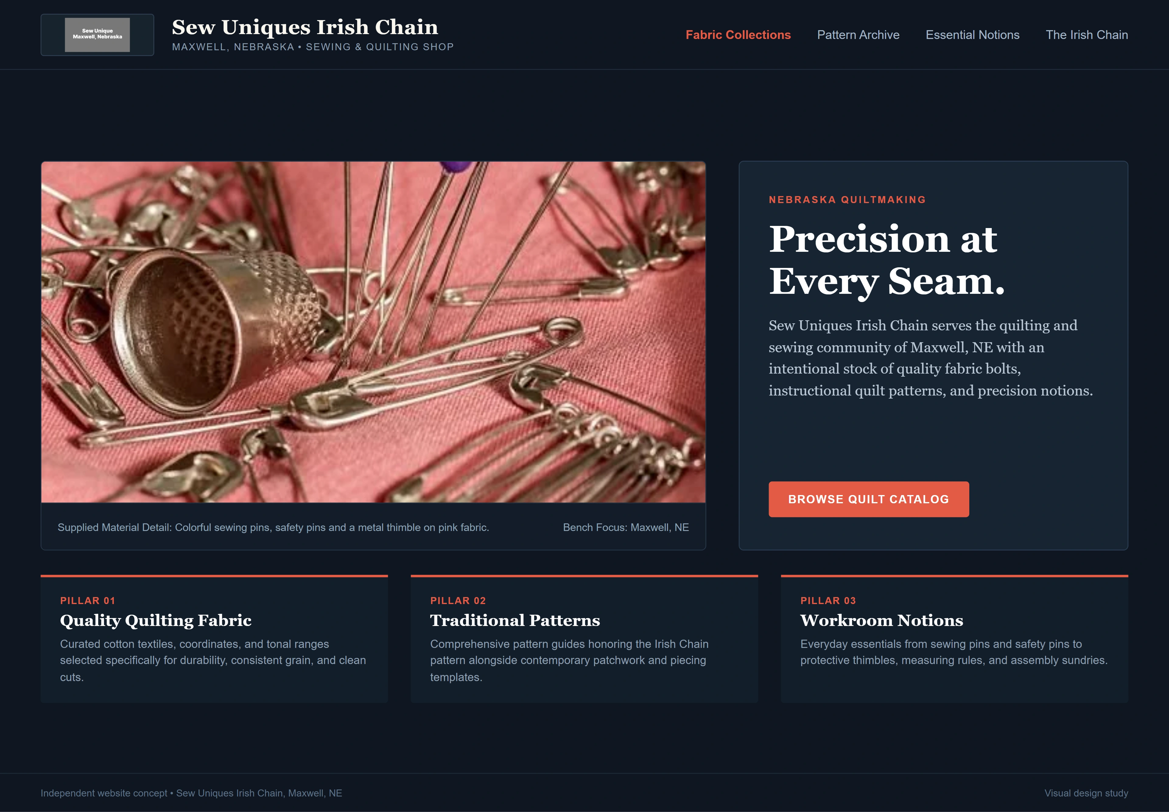 Sew Uniques Irish Chain, individual website design concept B
