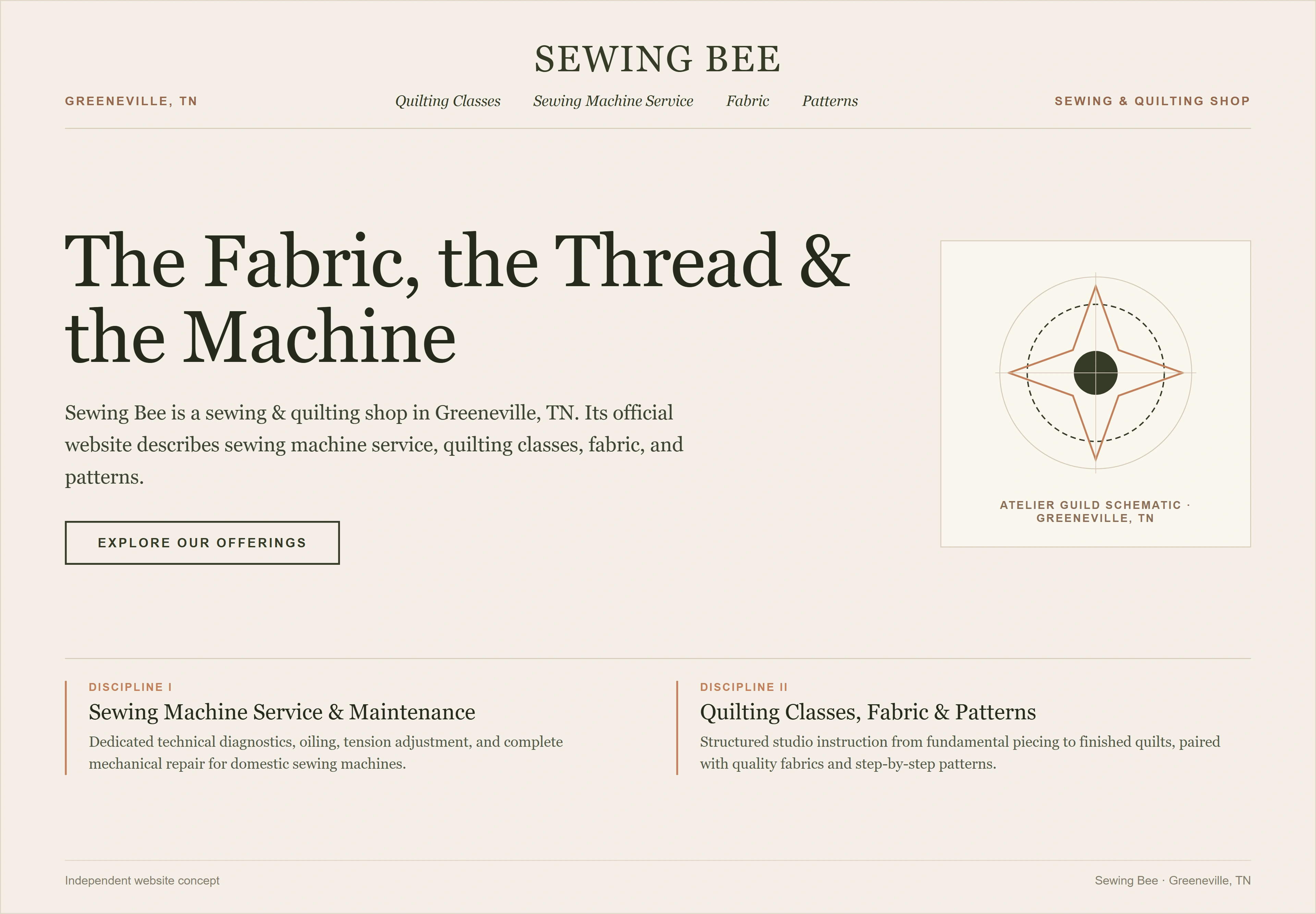 Sewing Bee, individual website design concept D