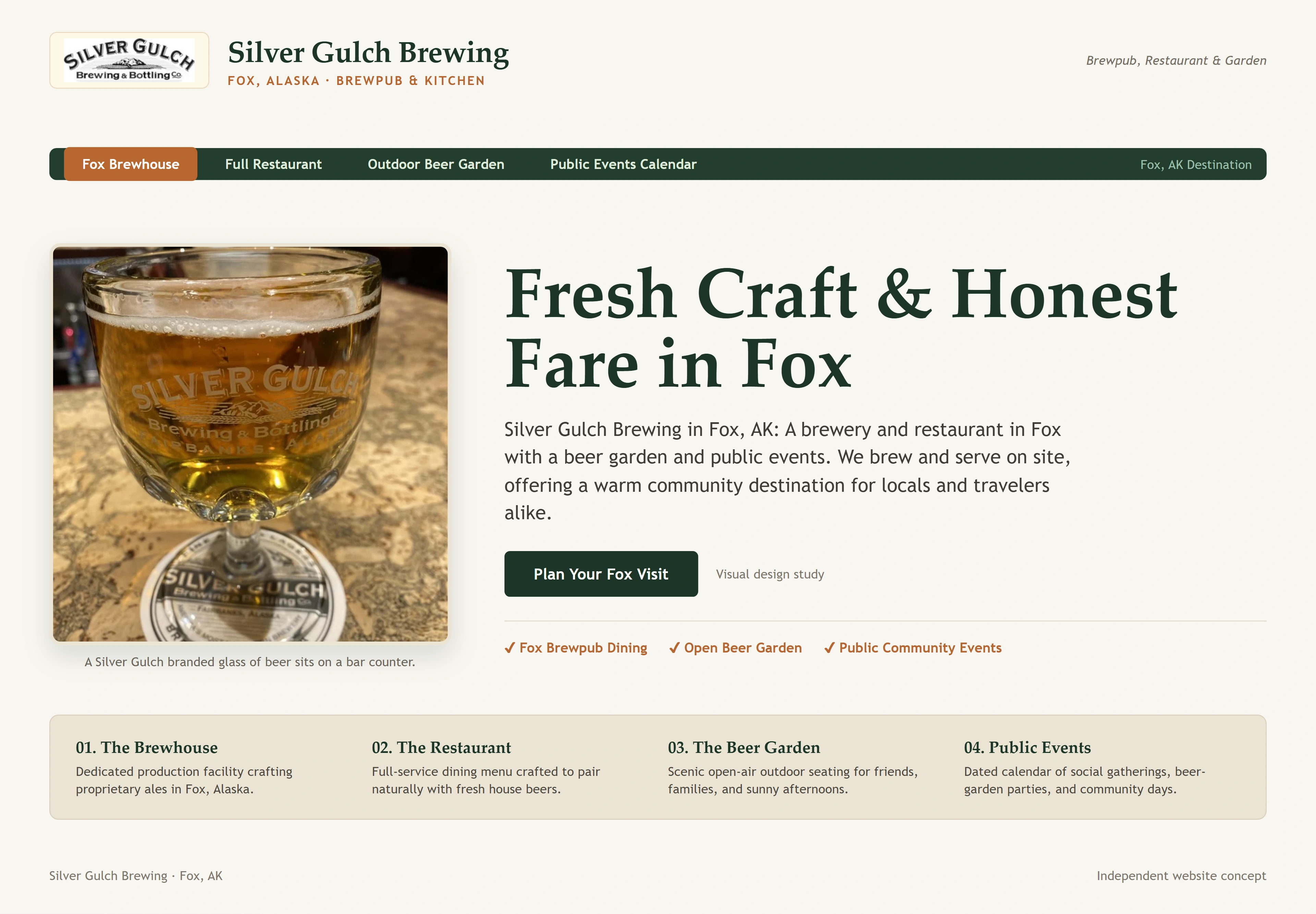 Silver Gulch Brewing, individual website design concept C