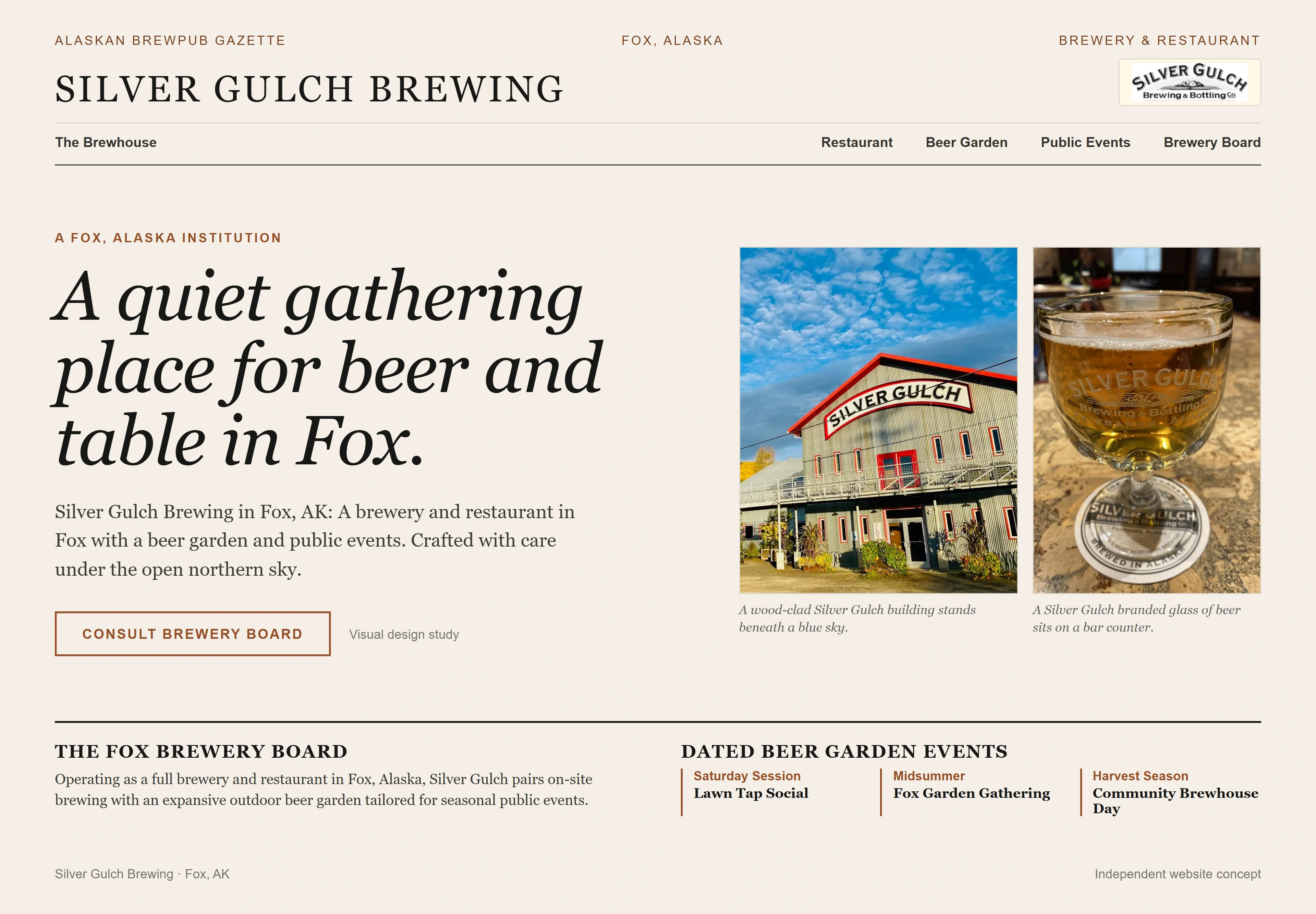 Silver Gulch Brewing, individual website design concept D