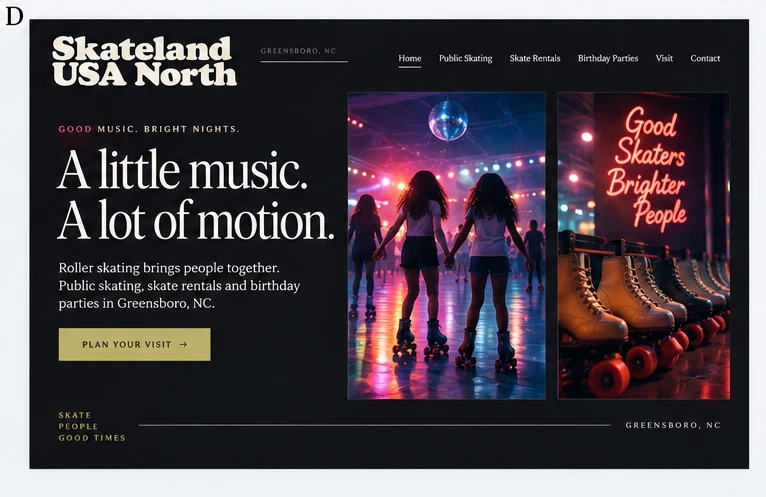 Skateland USA North, individual website design concept D