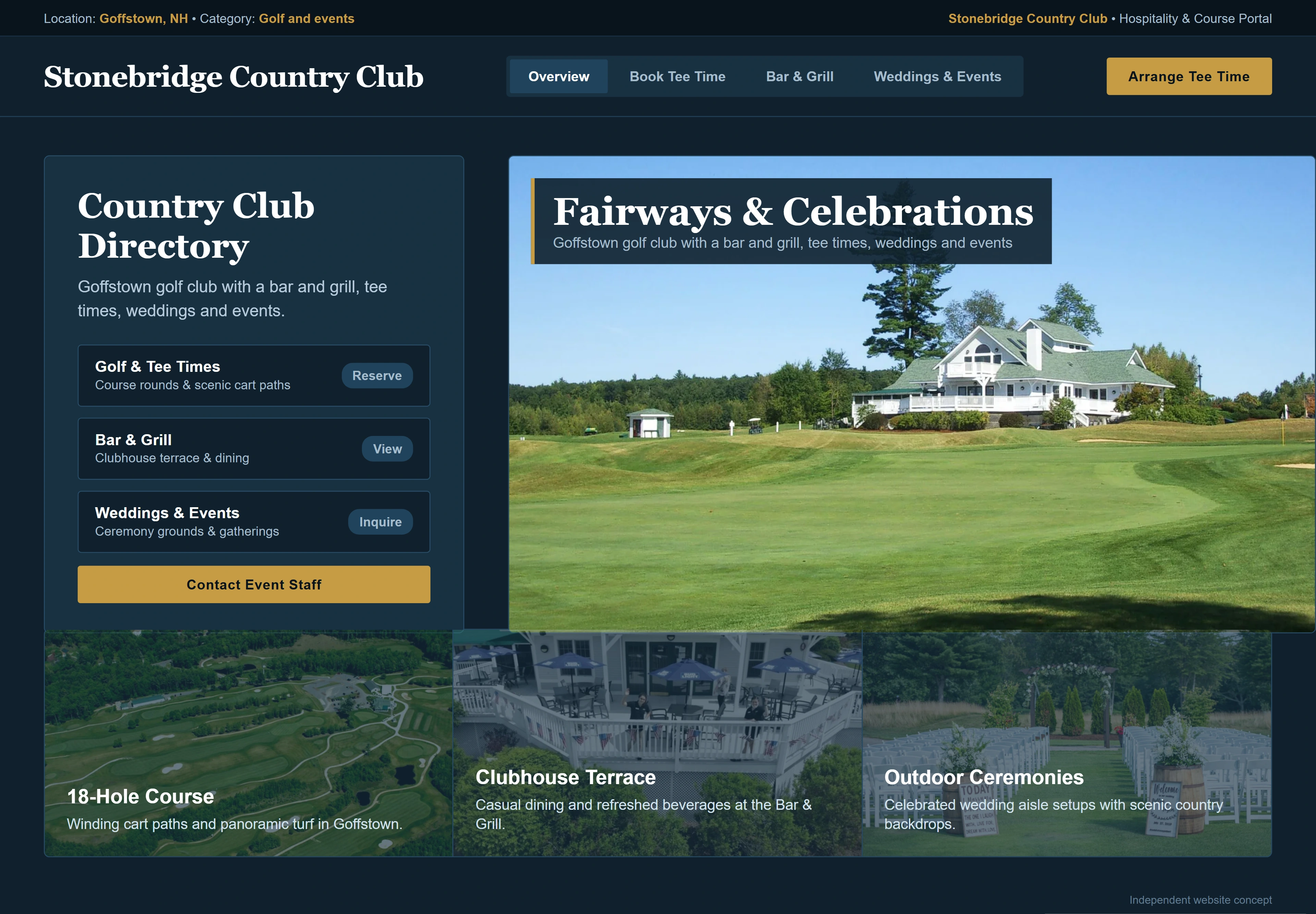 Stonebridge Country Club, individual website design concept C