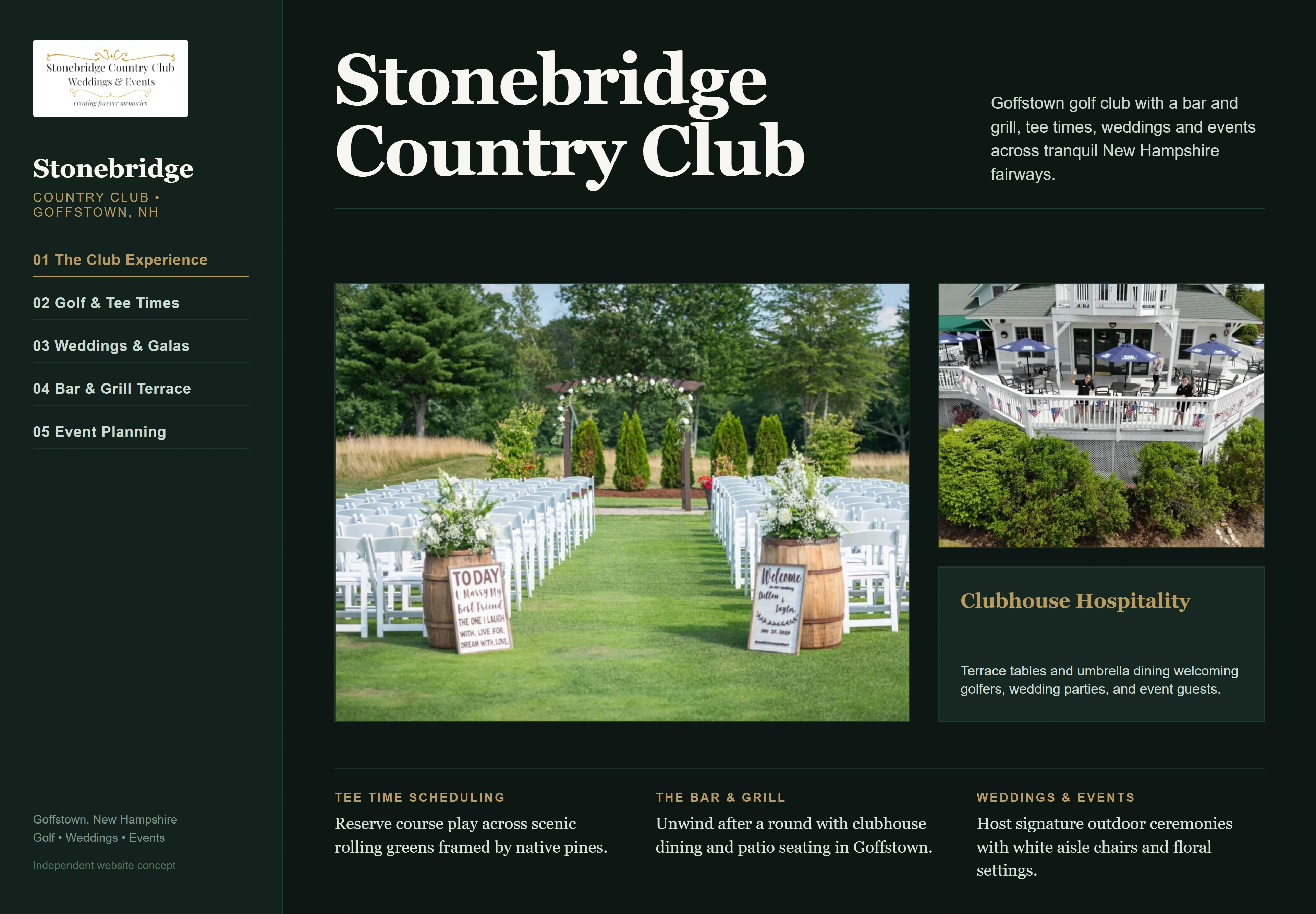 Stonebridge Country Club, individual website design concept D