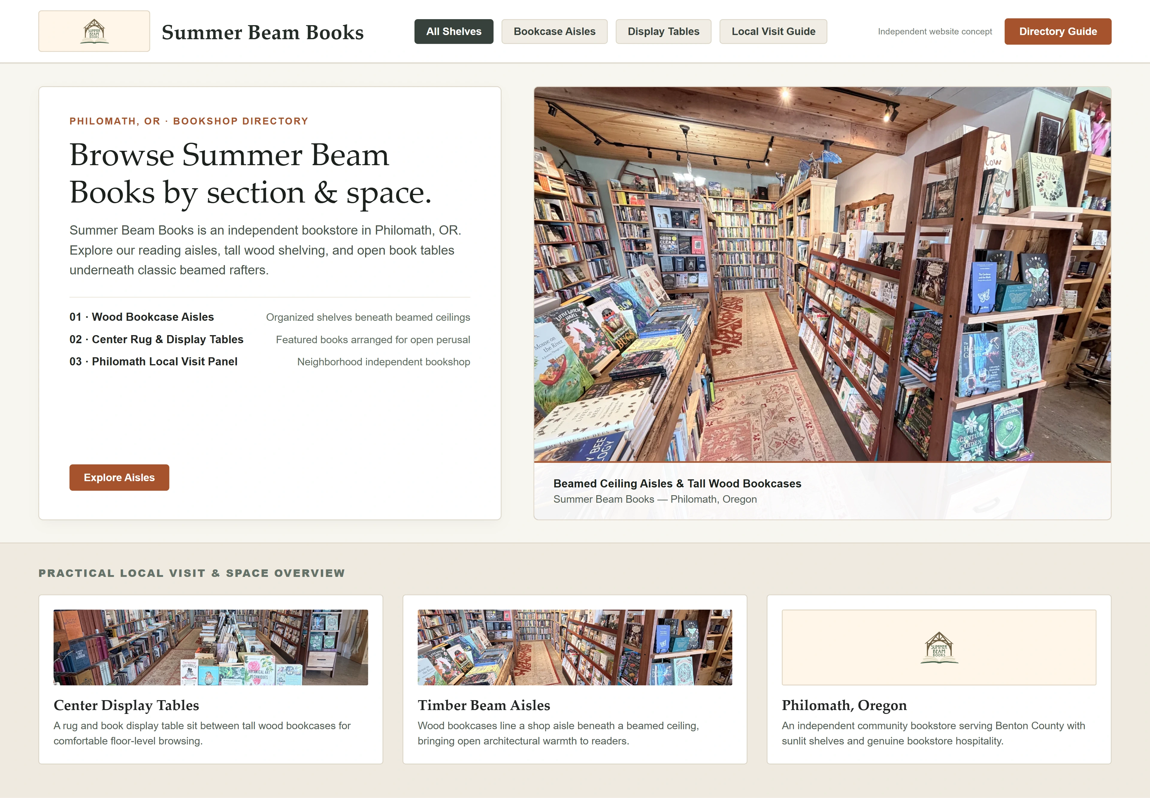 Summer Beam Books, individual website design concept D