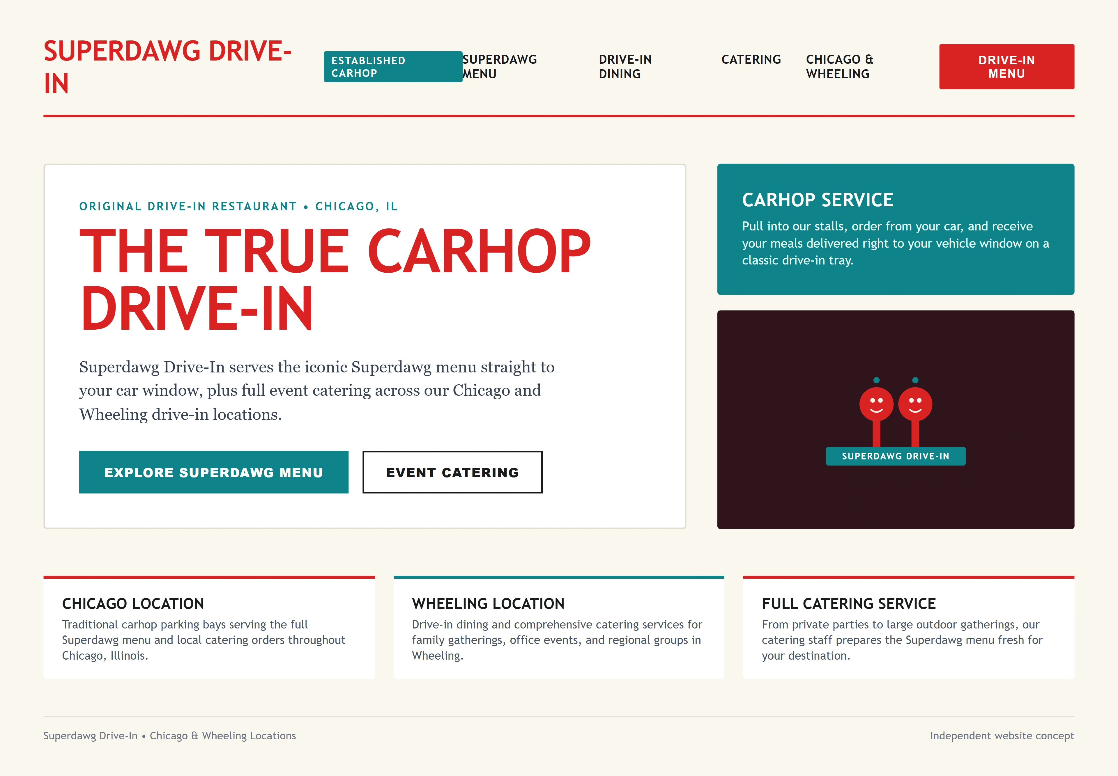 Superdawg Drive-In, individual website design concept A
