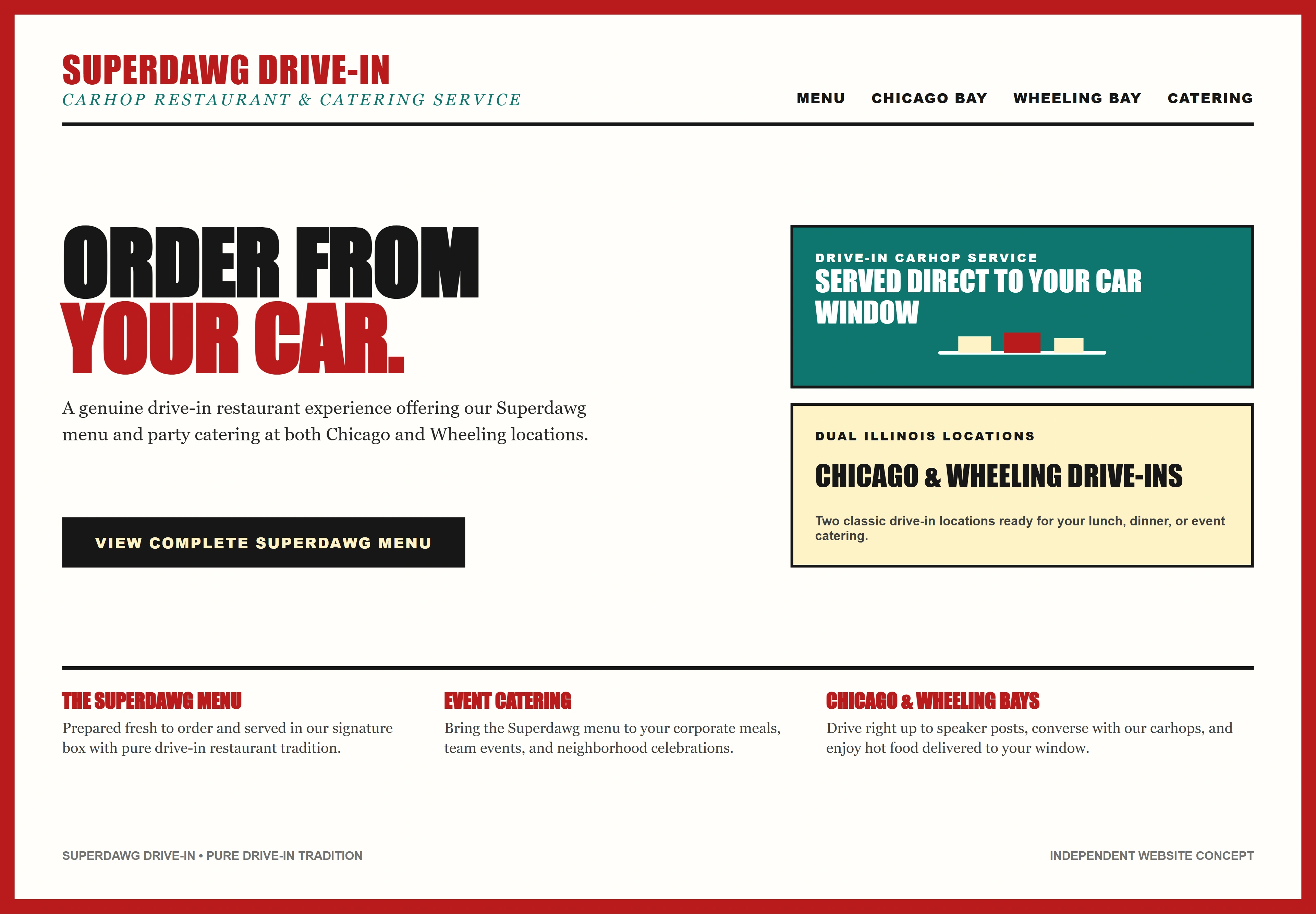 Superdawg Drive-In, individual website design concept B