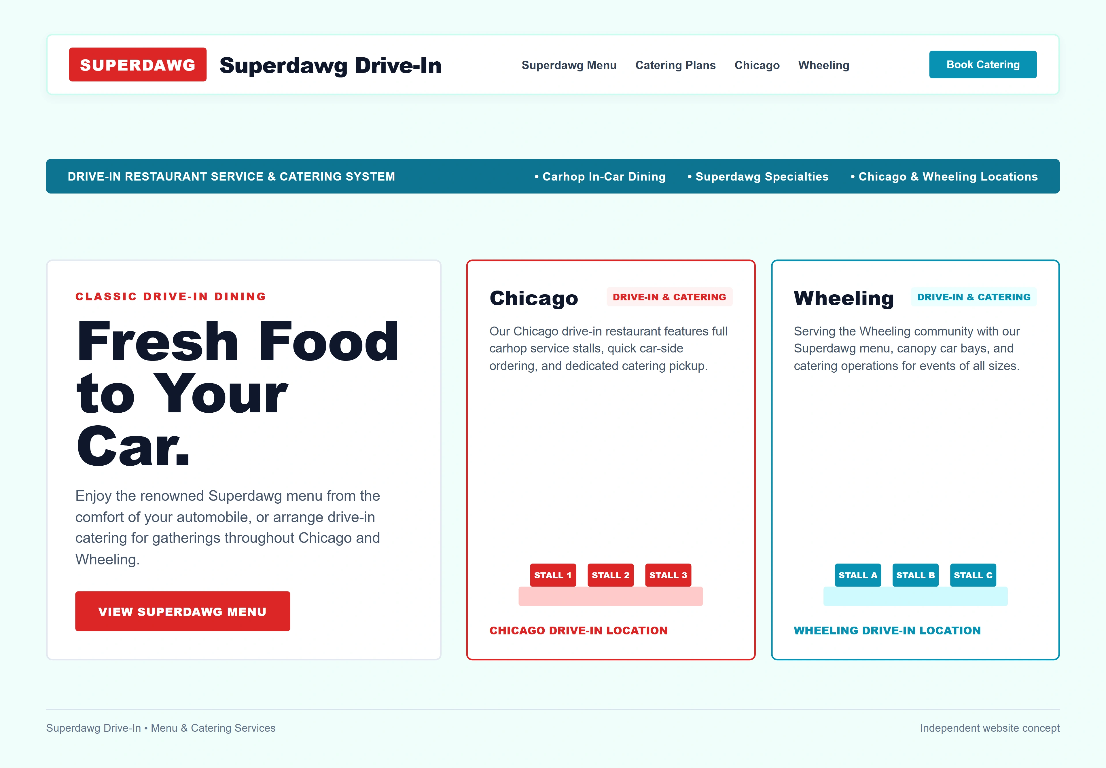 Superdawg Drive-In, individual website design concept C
