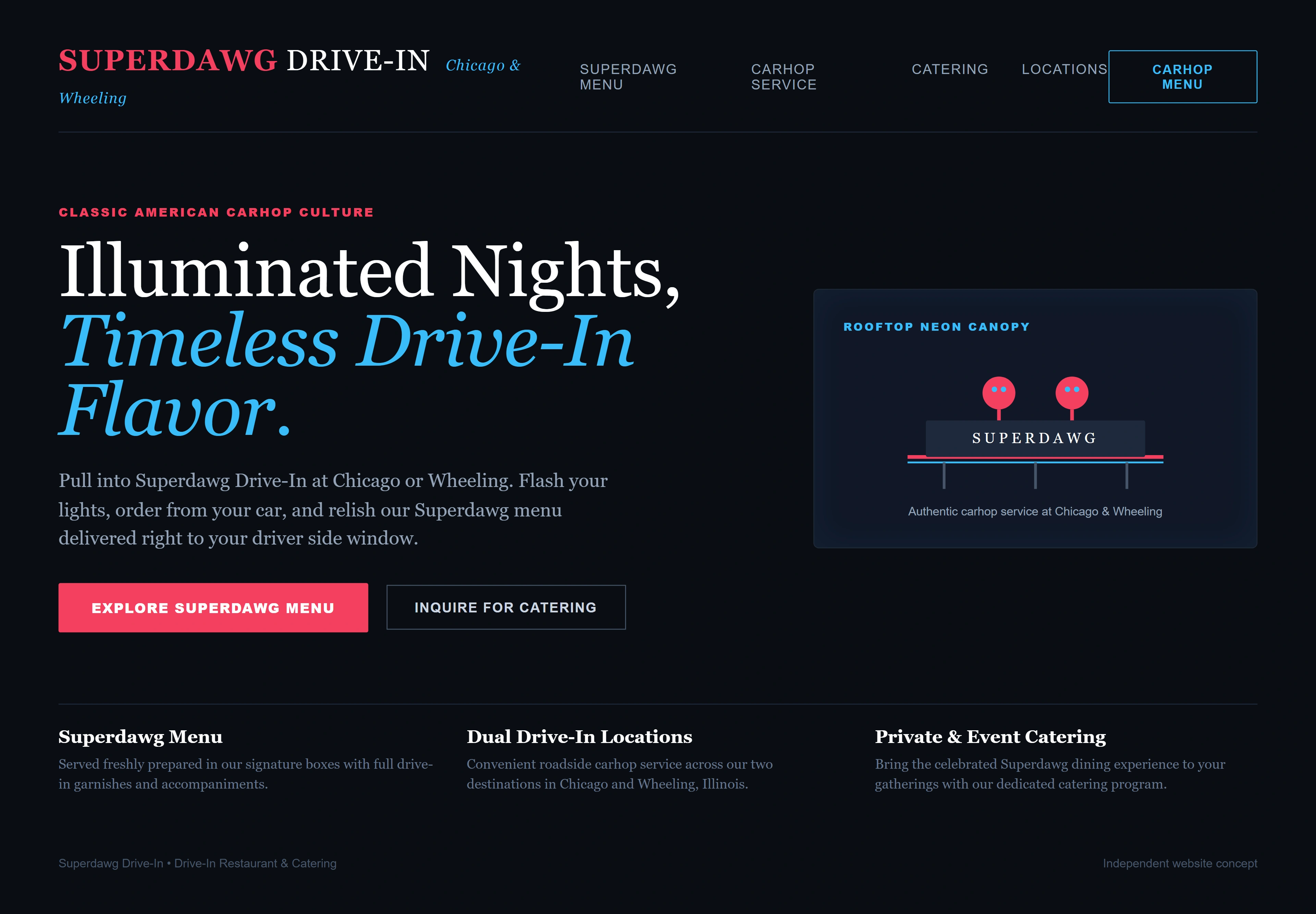 Superdawg Drive-In, individual website design concept D