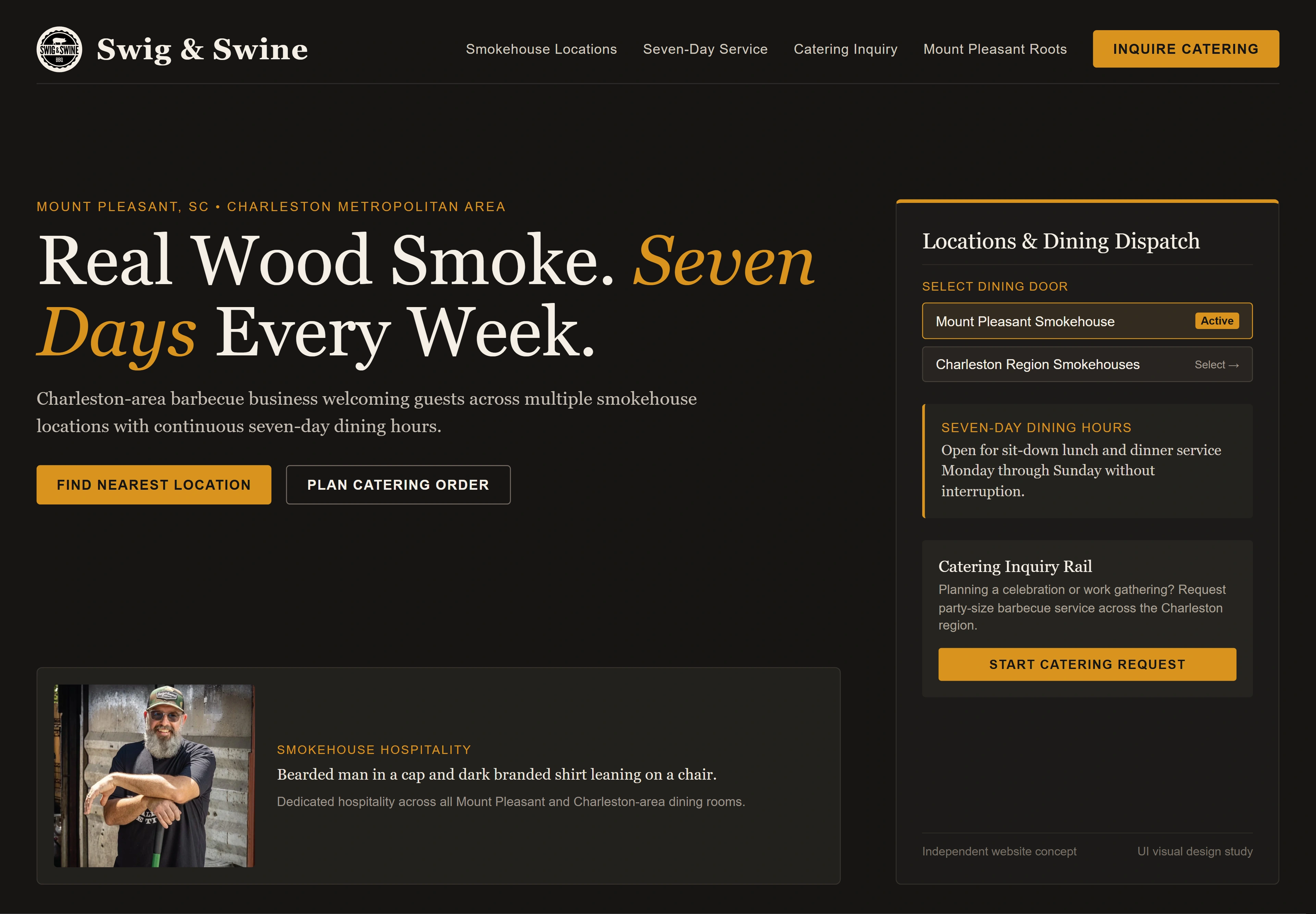 Swig & Swine, individual website design concept A