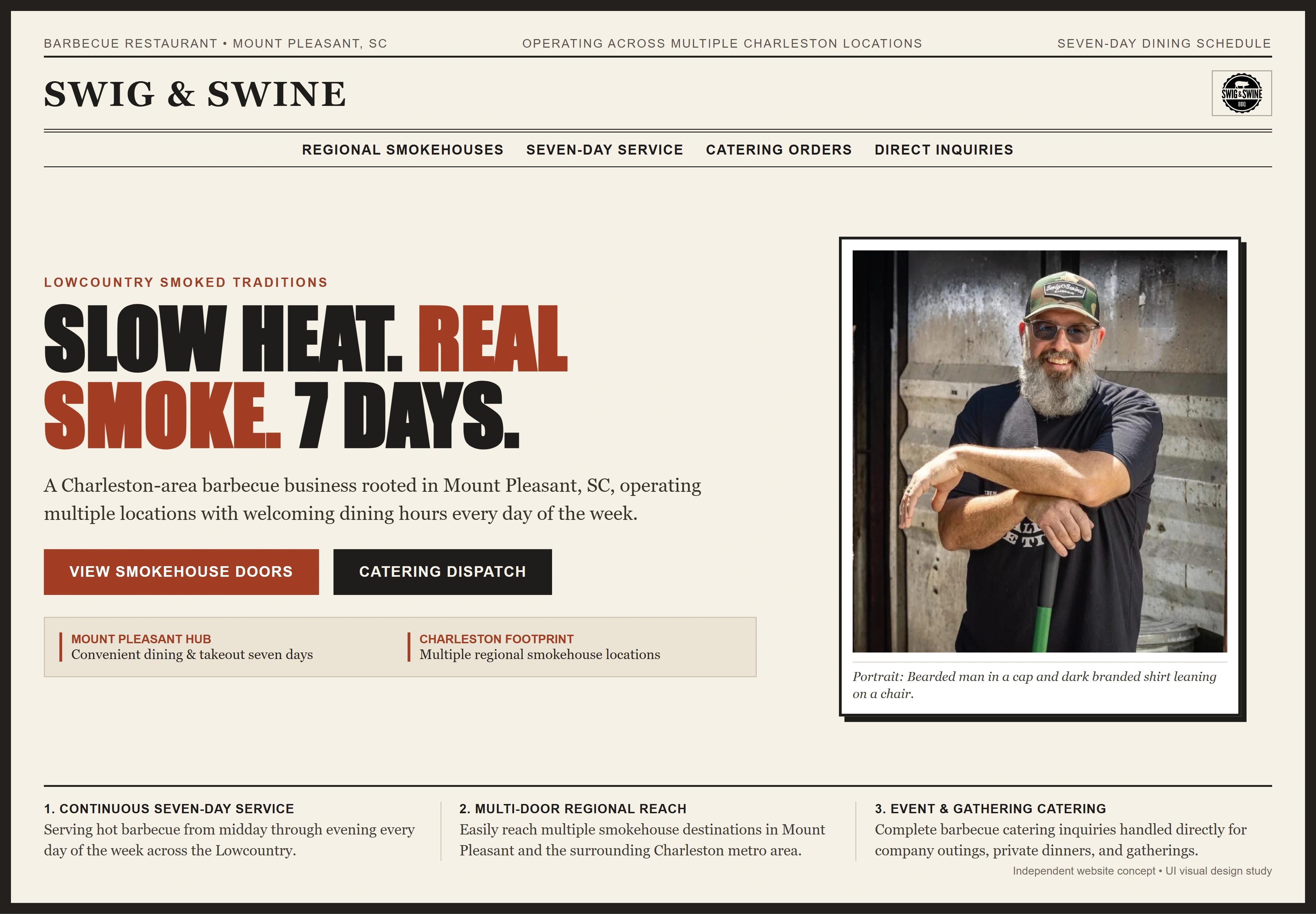 Swig & Swine, individual website design concept B