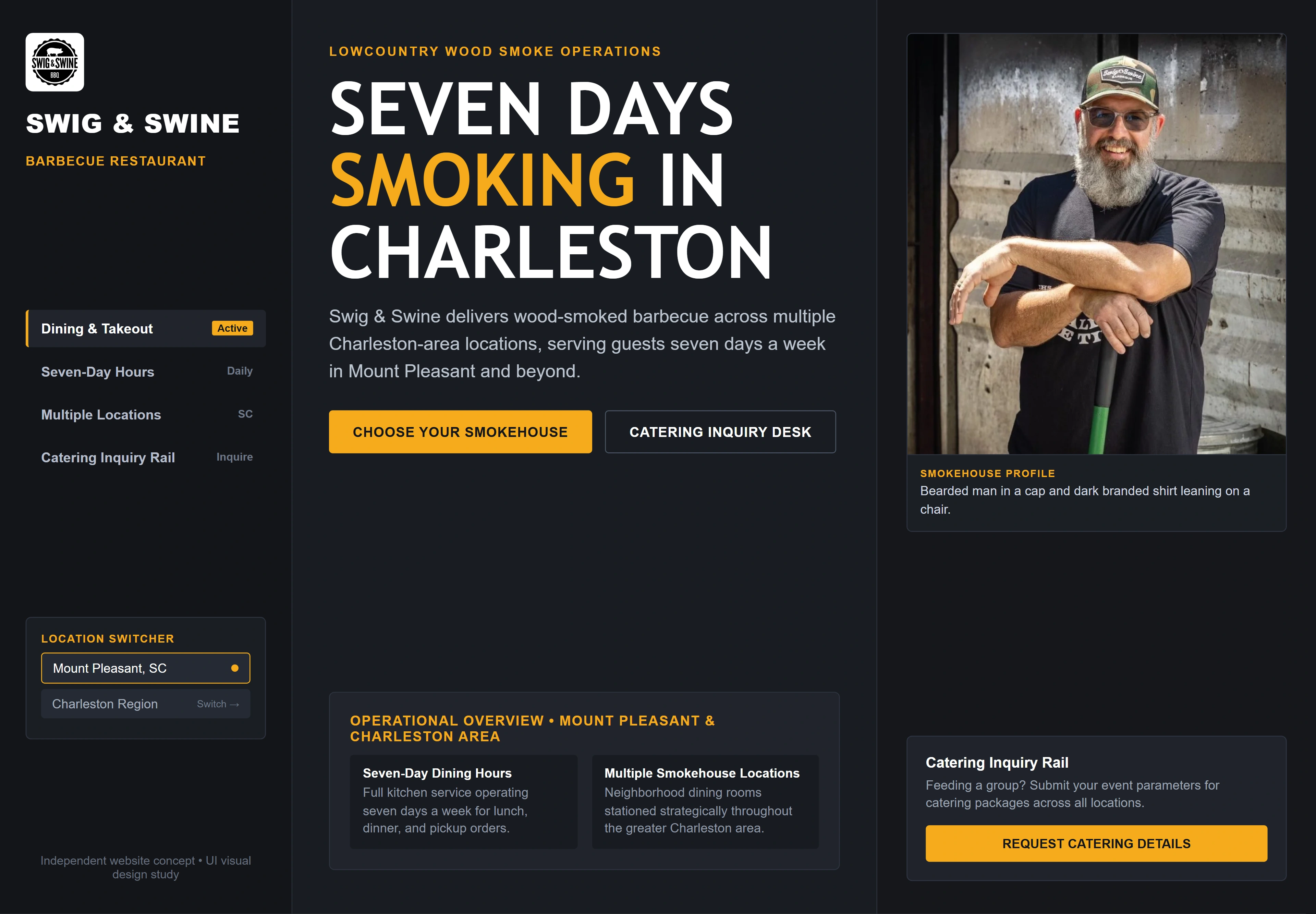 Swig & Swine, individual website design concept C