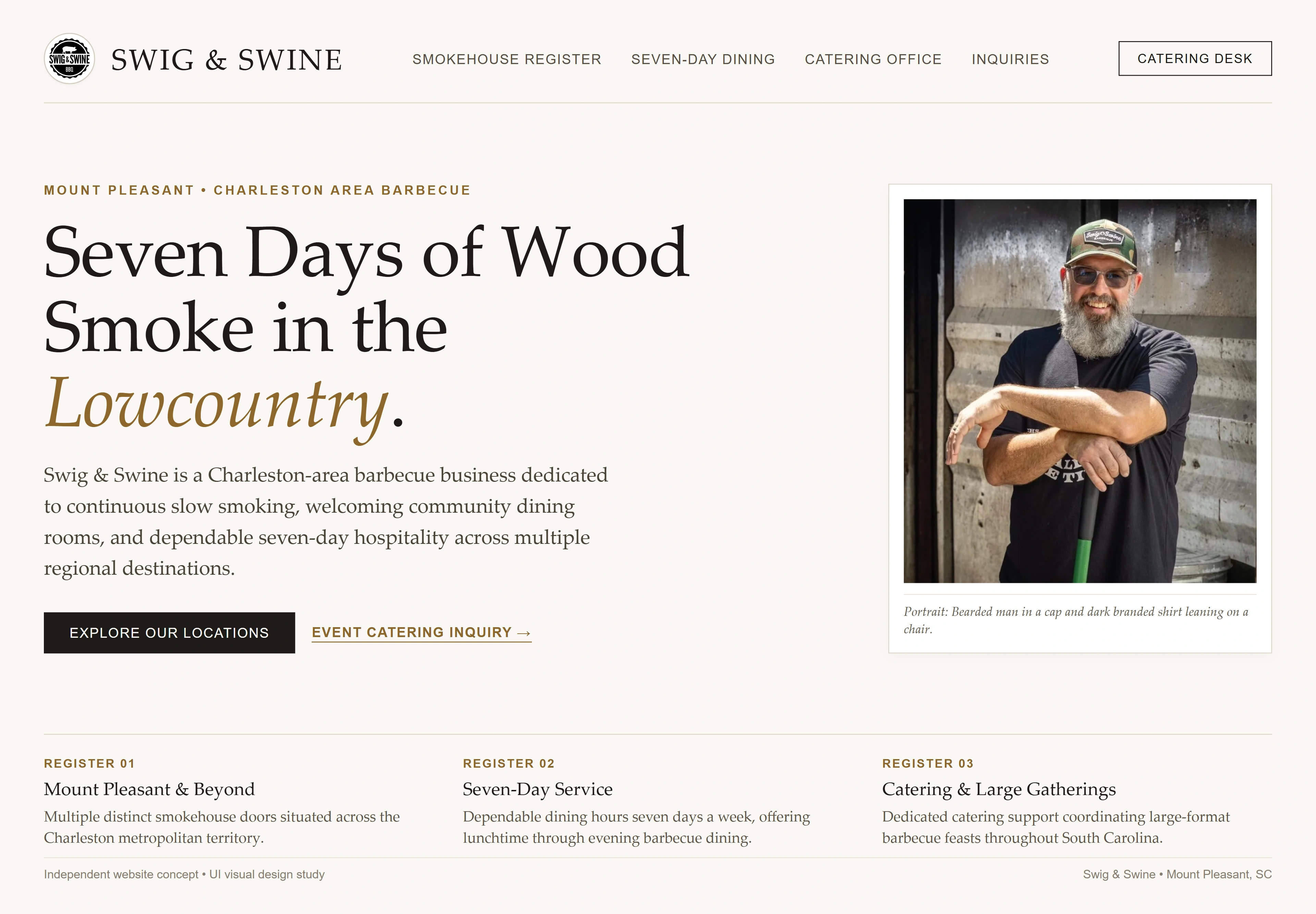 Swig & Swine, individual website design concept D