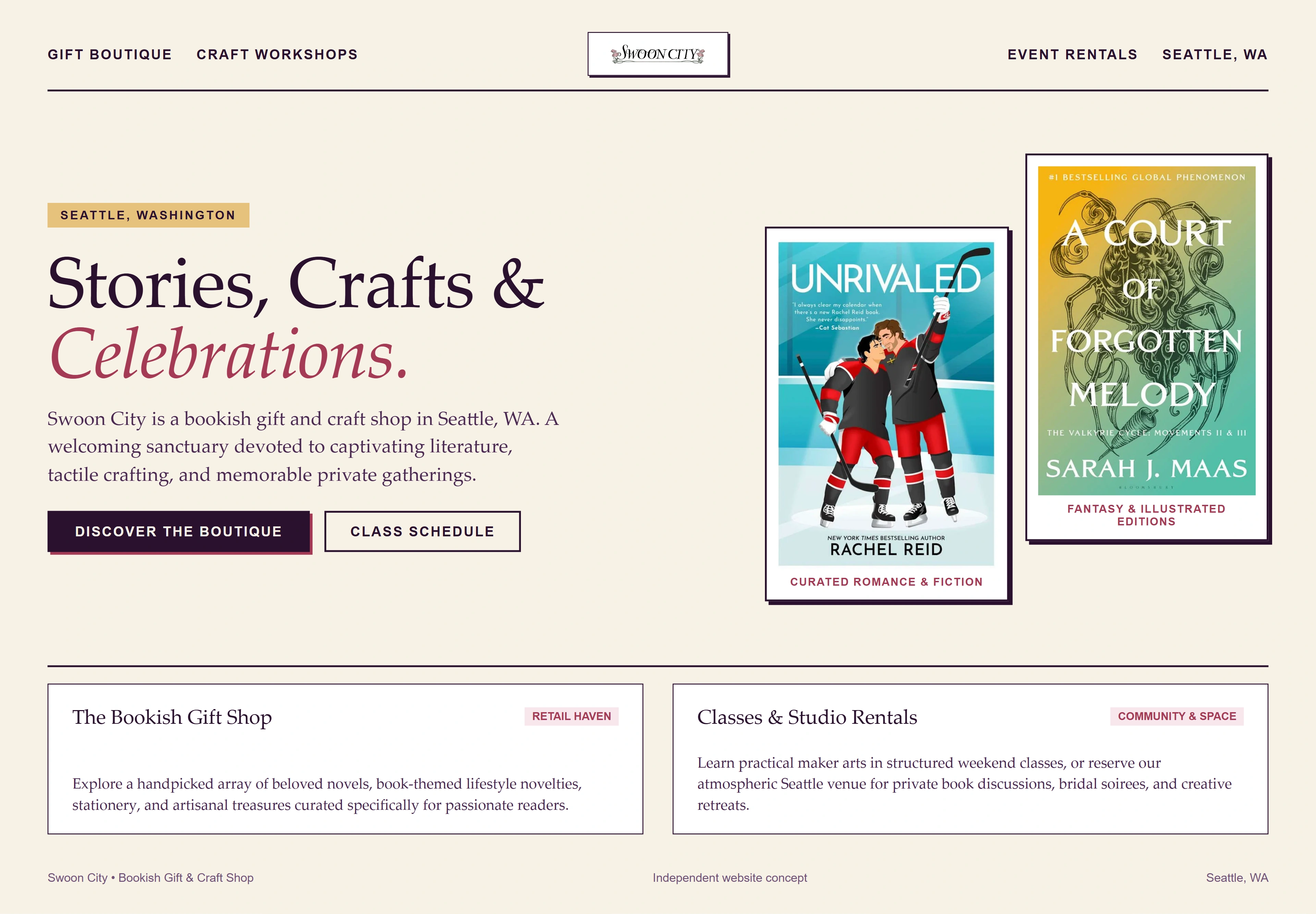 Swoon City, individual website design concept B