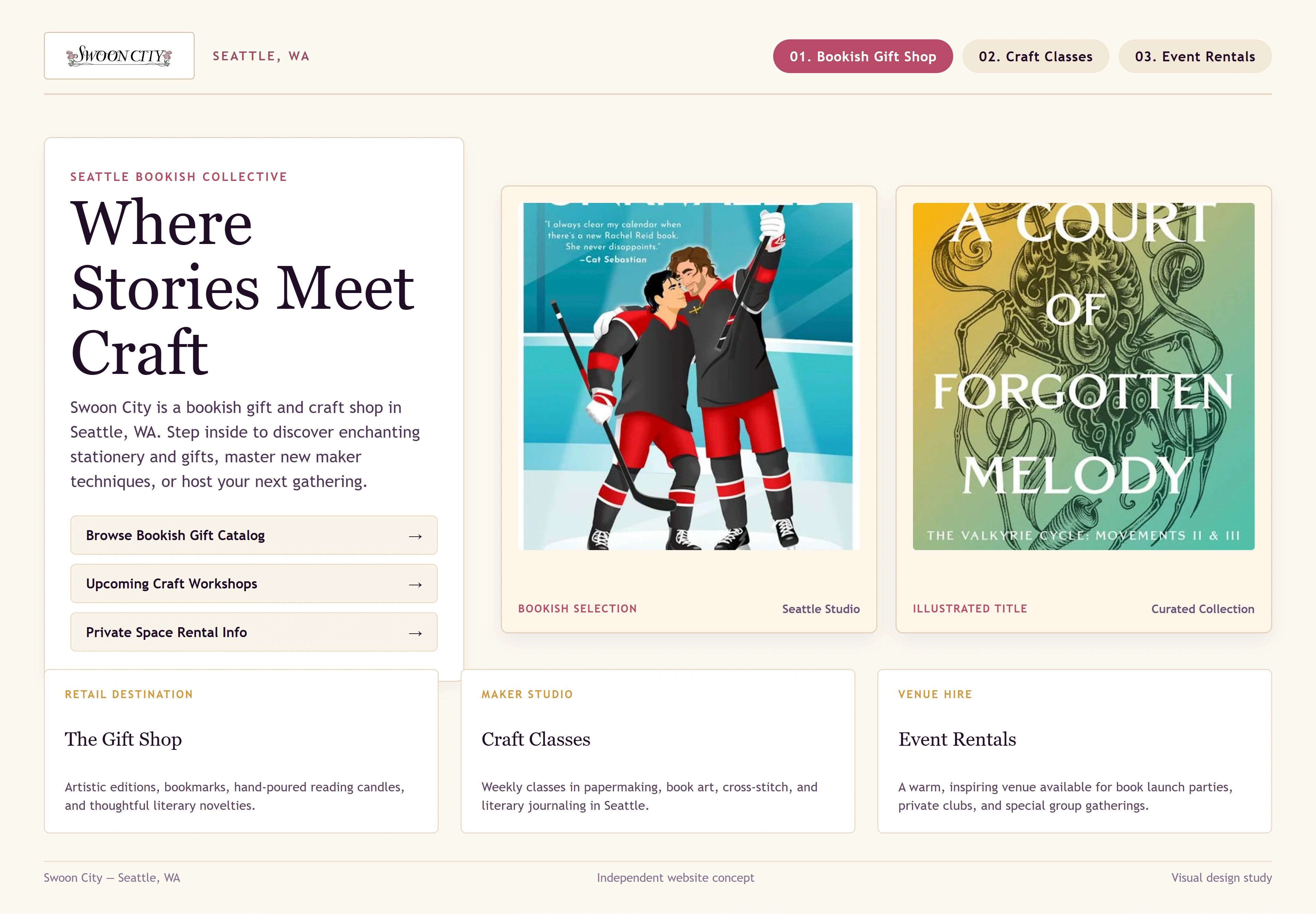 Swoon City, individual website design concept C