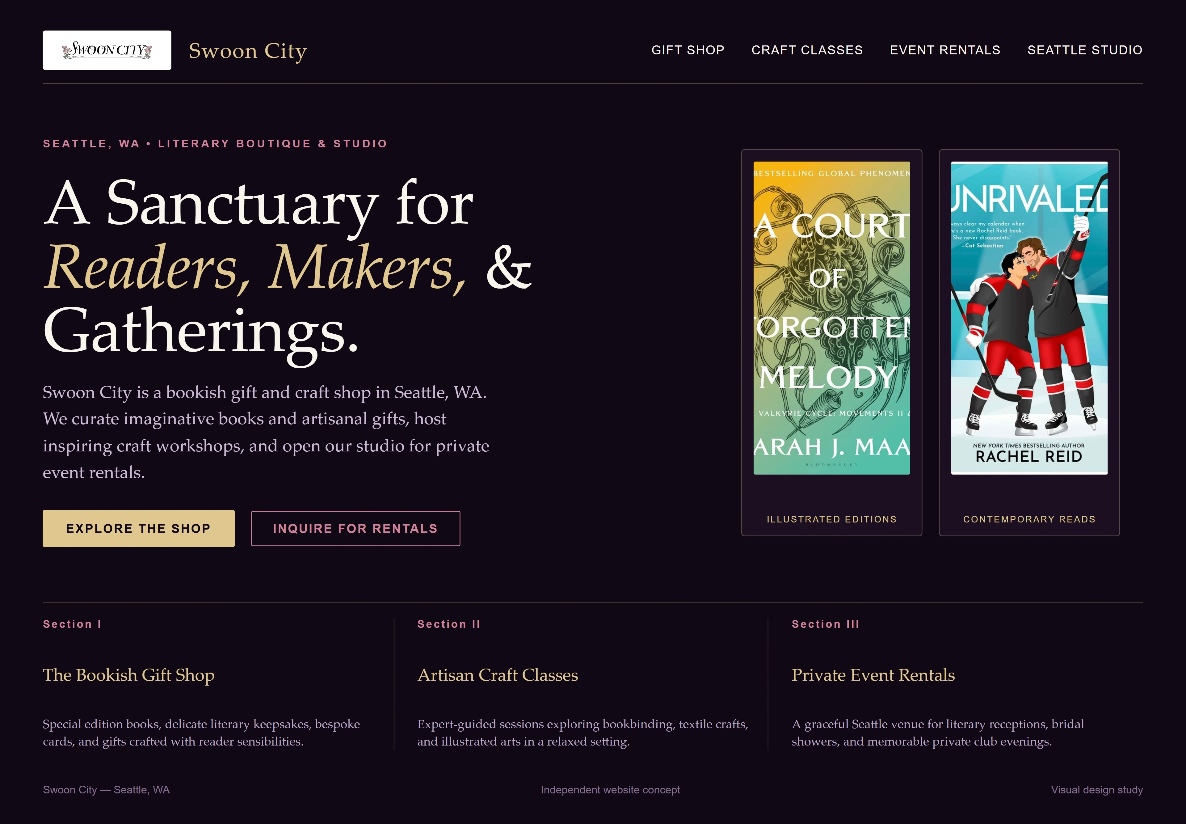 Swoon City, individual website design concept D