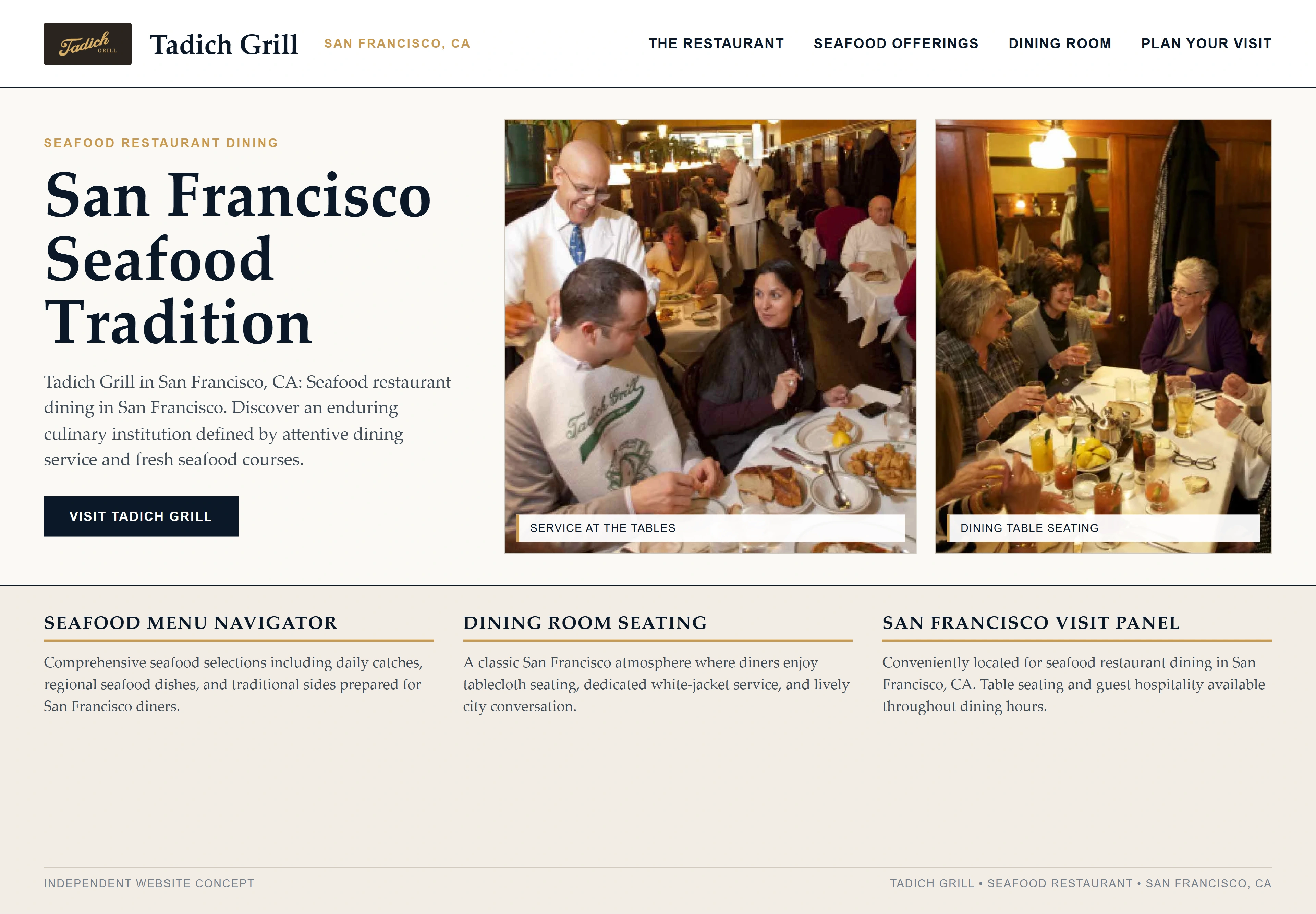 Tadich Grill, individual website design concept D