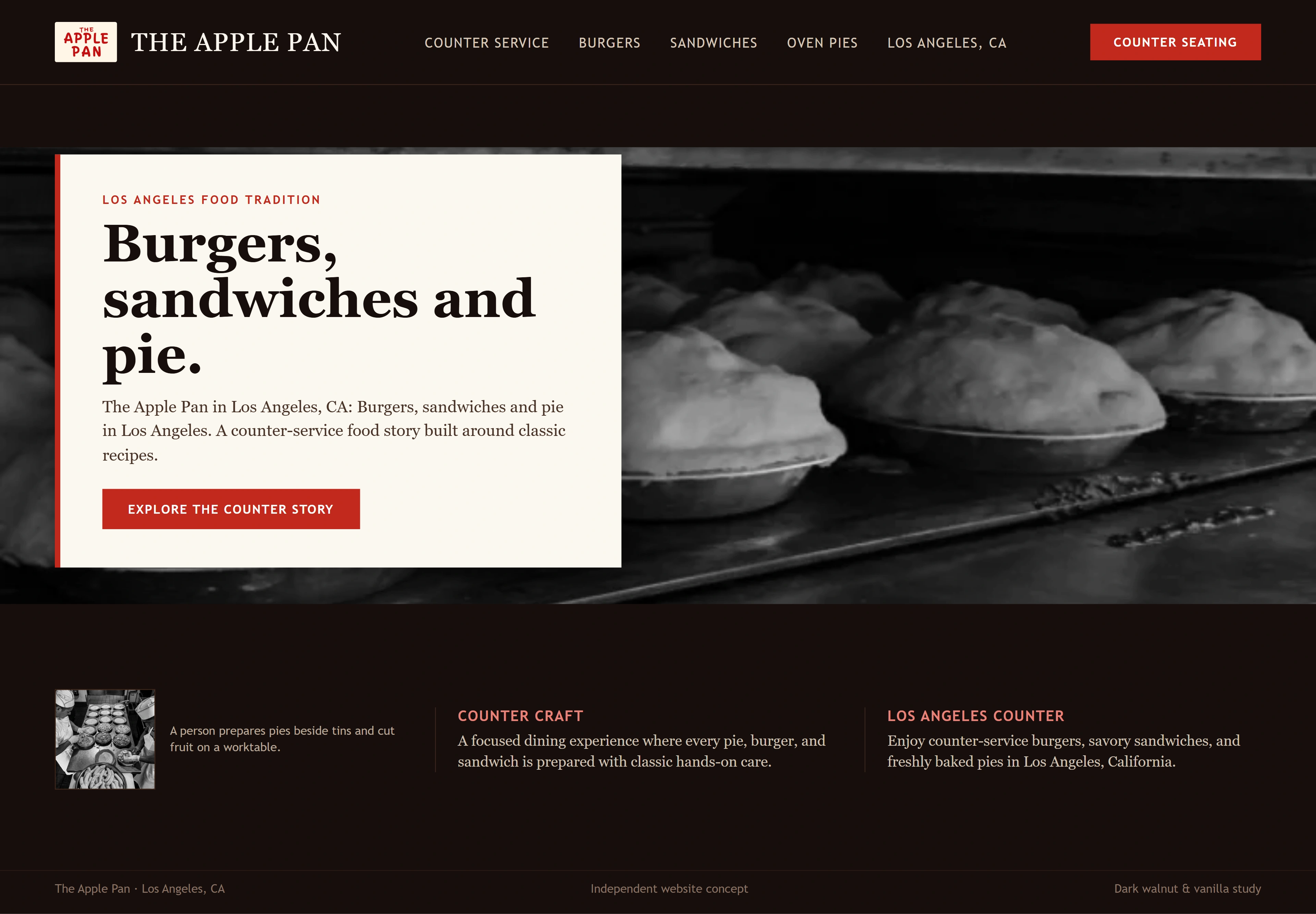 The Apple Pan, individual website design concept B