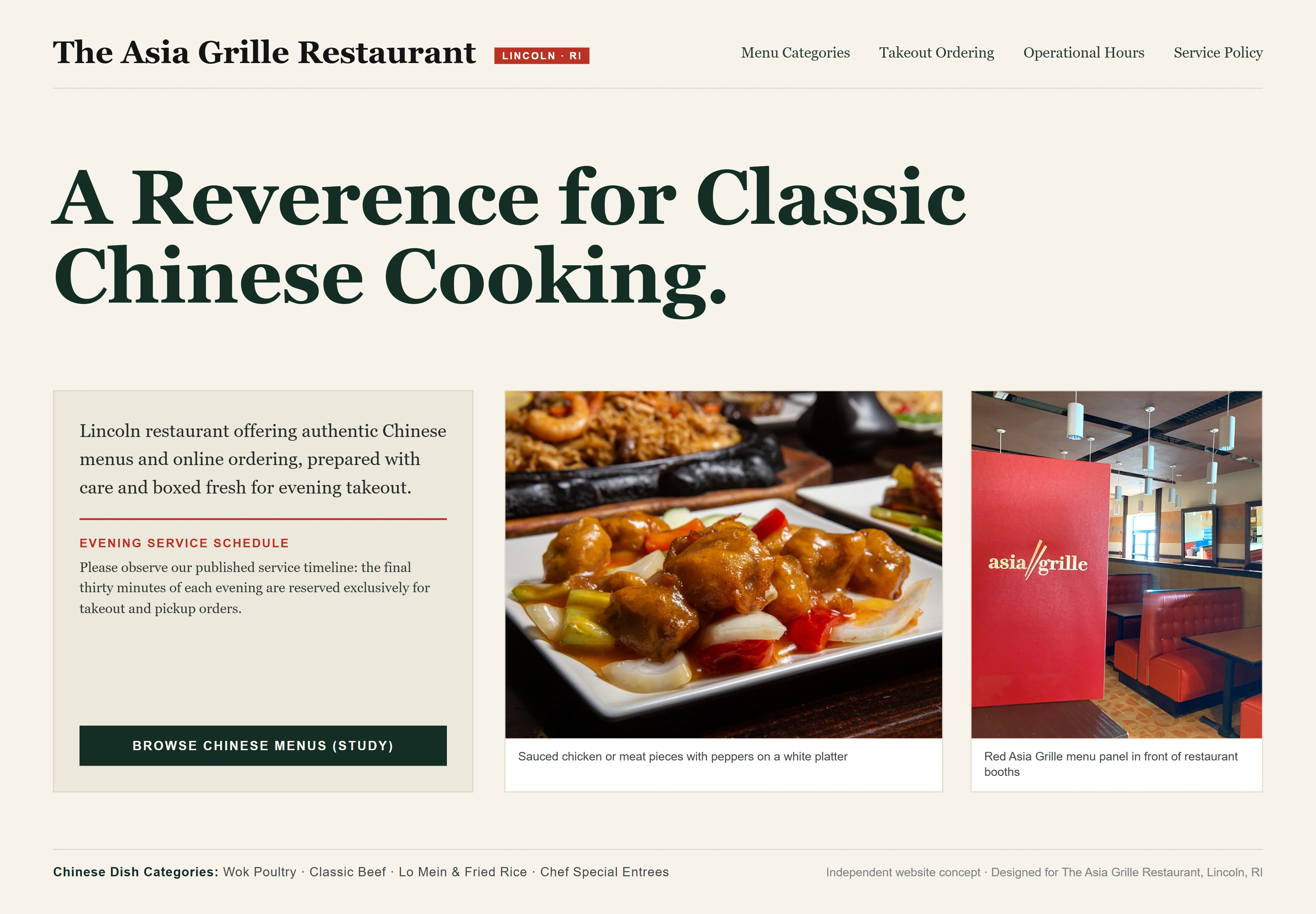 The Asia Grille Restaurant, individual website design concept D
