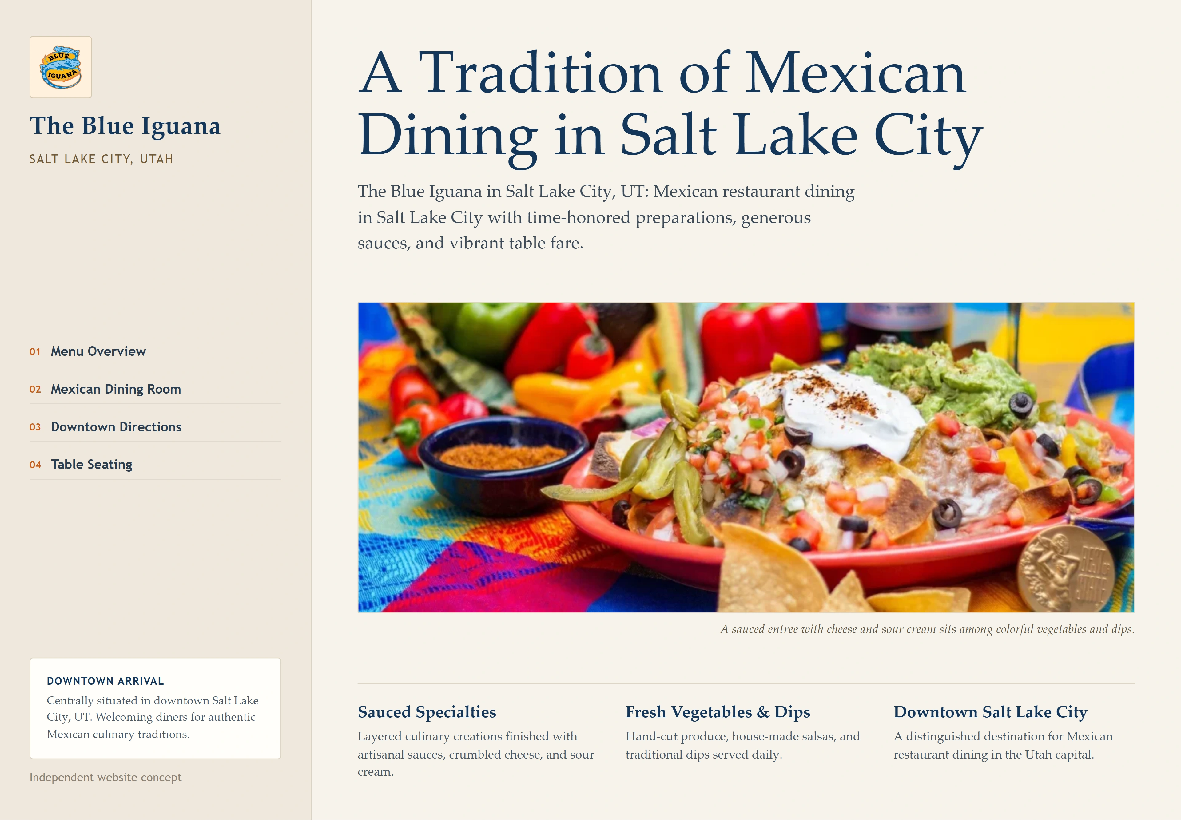 The Blue Iguana, individual website design concept D