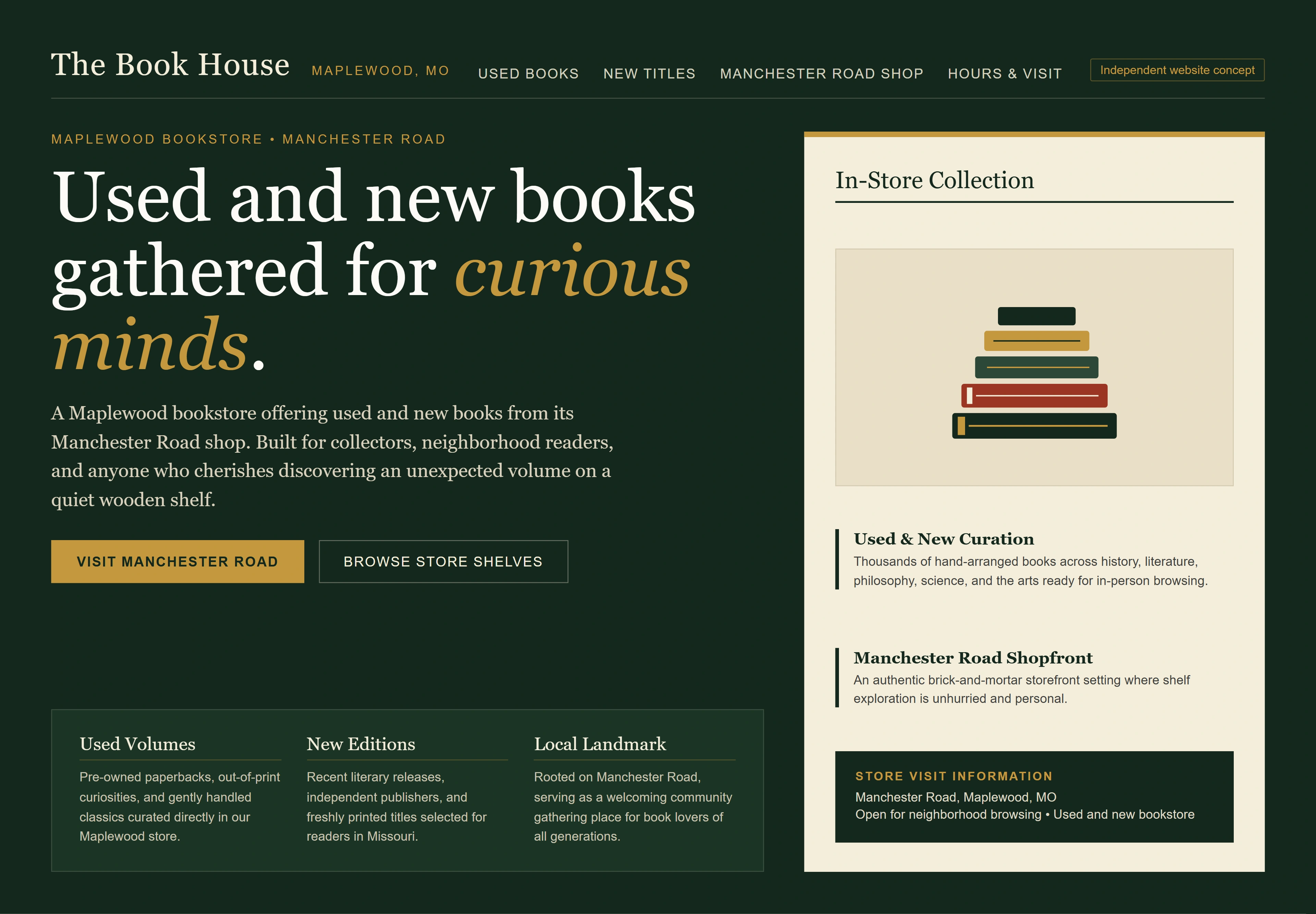 The Book House, individual website design concept A