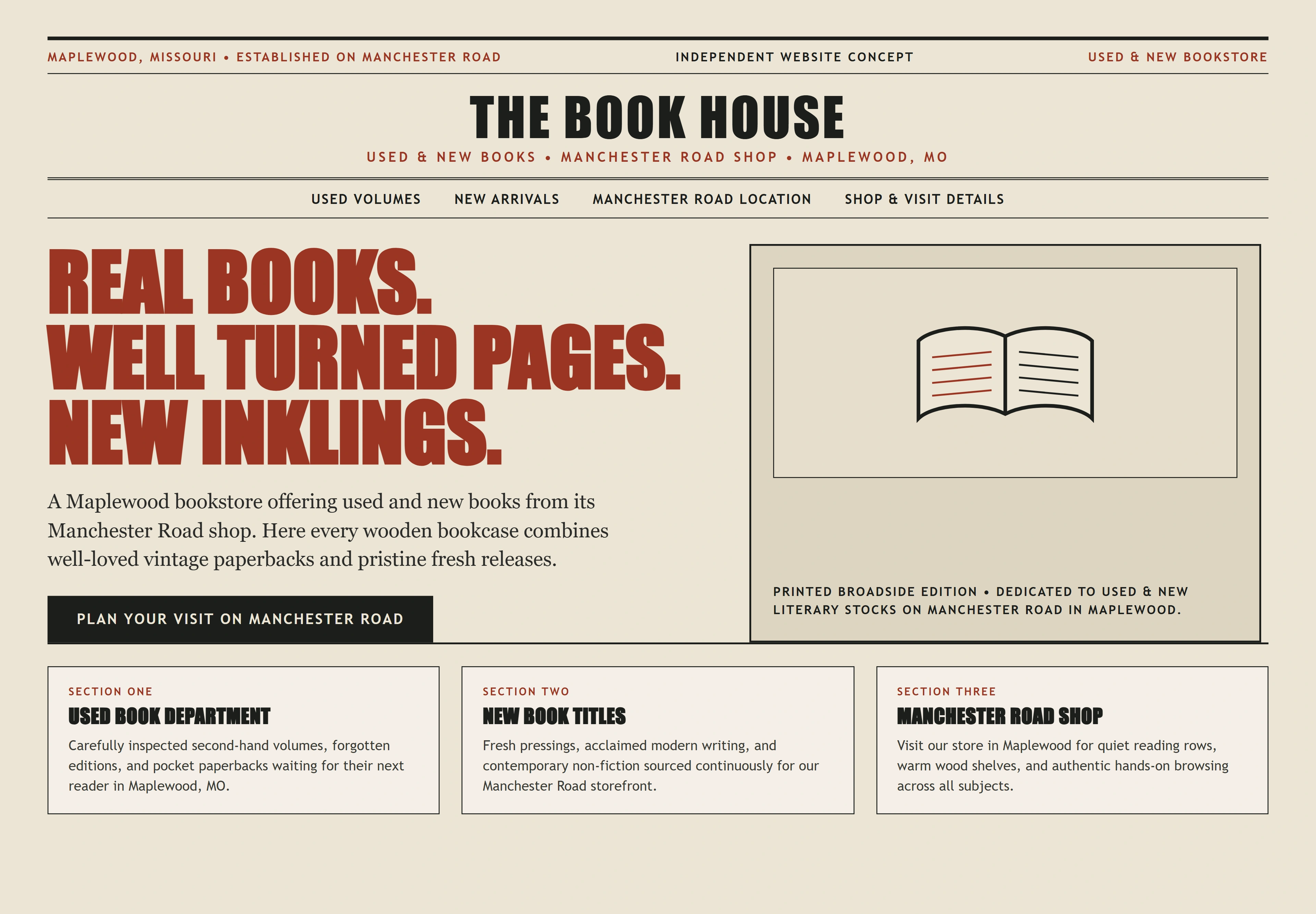 The Book House, individual website design concept B