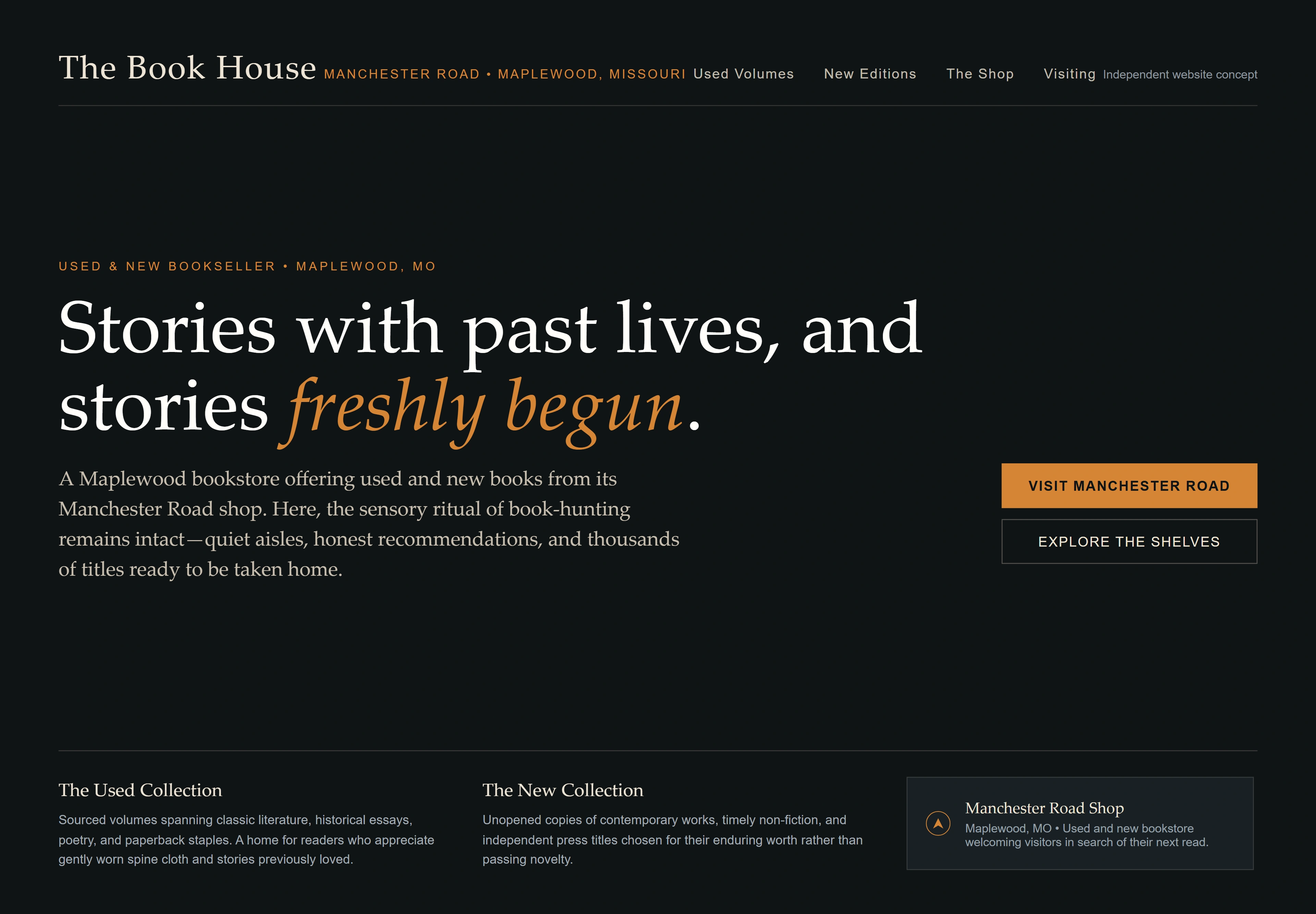 The Book House, individual website design concept D