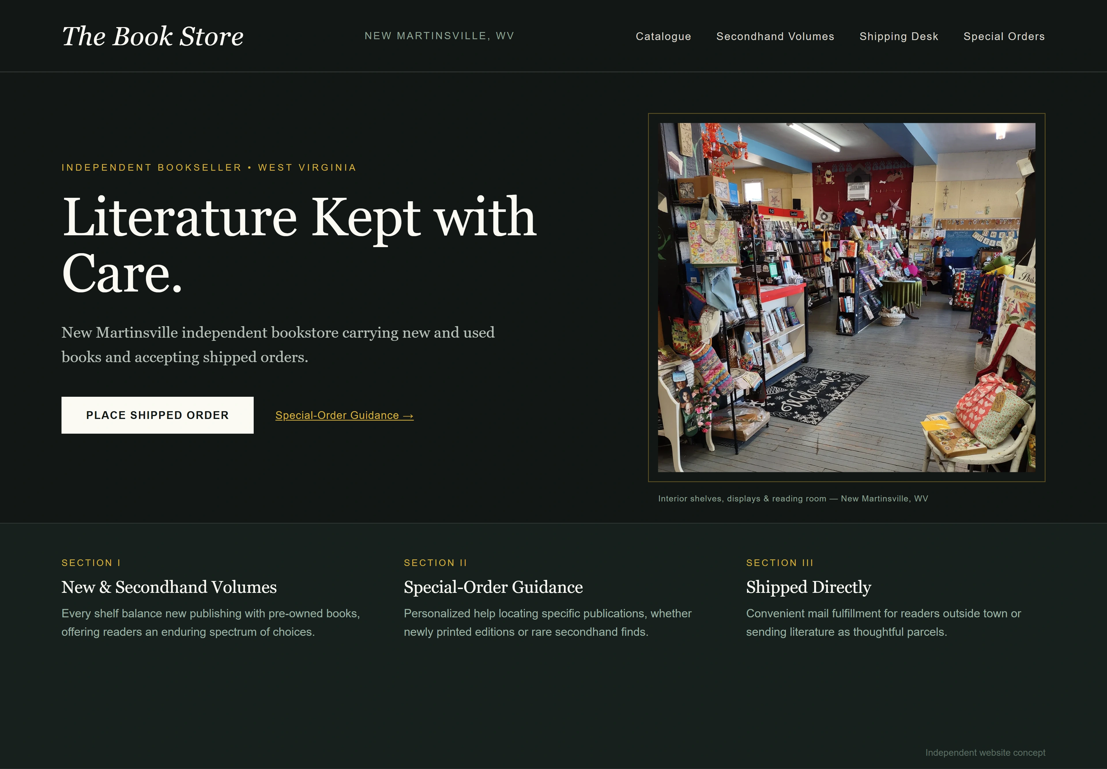 The Book Store, individual website design concept C