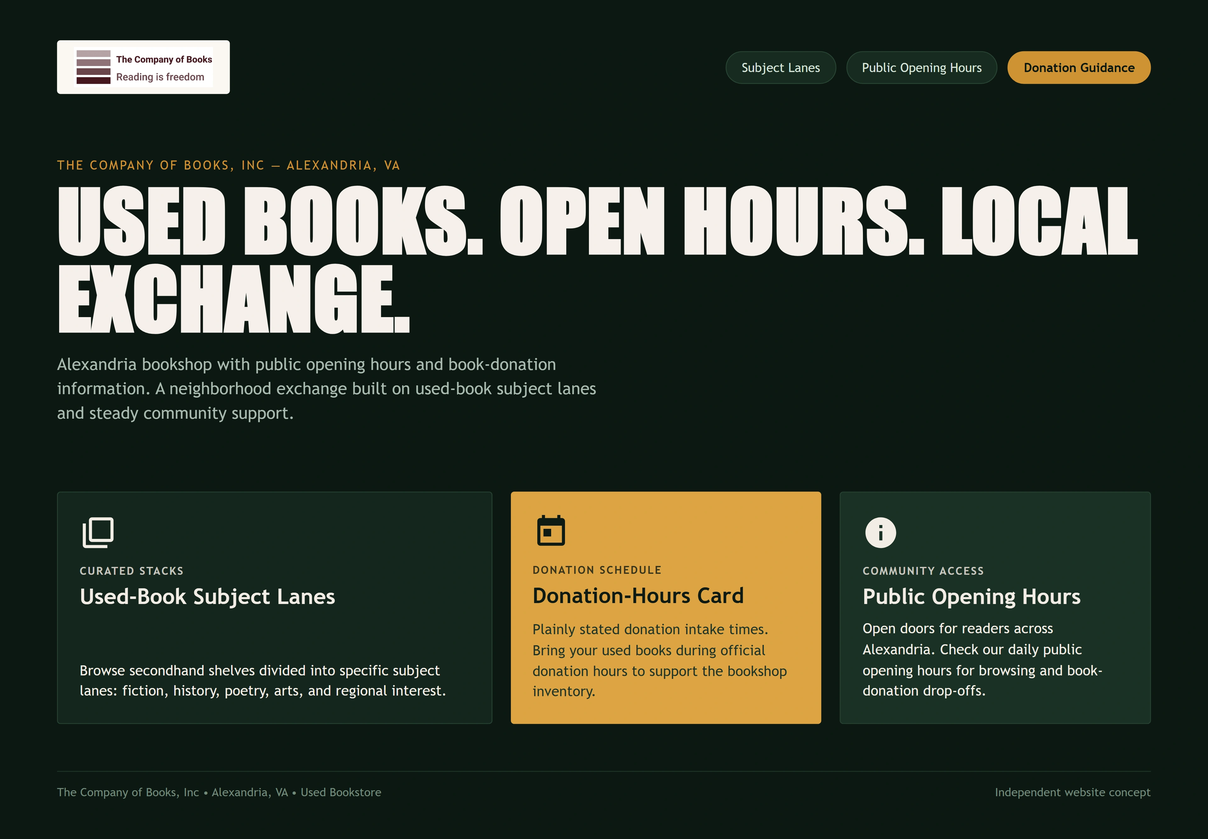 The Company of Books, Inc, individual website design concept C