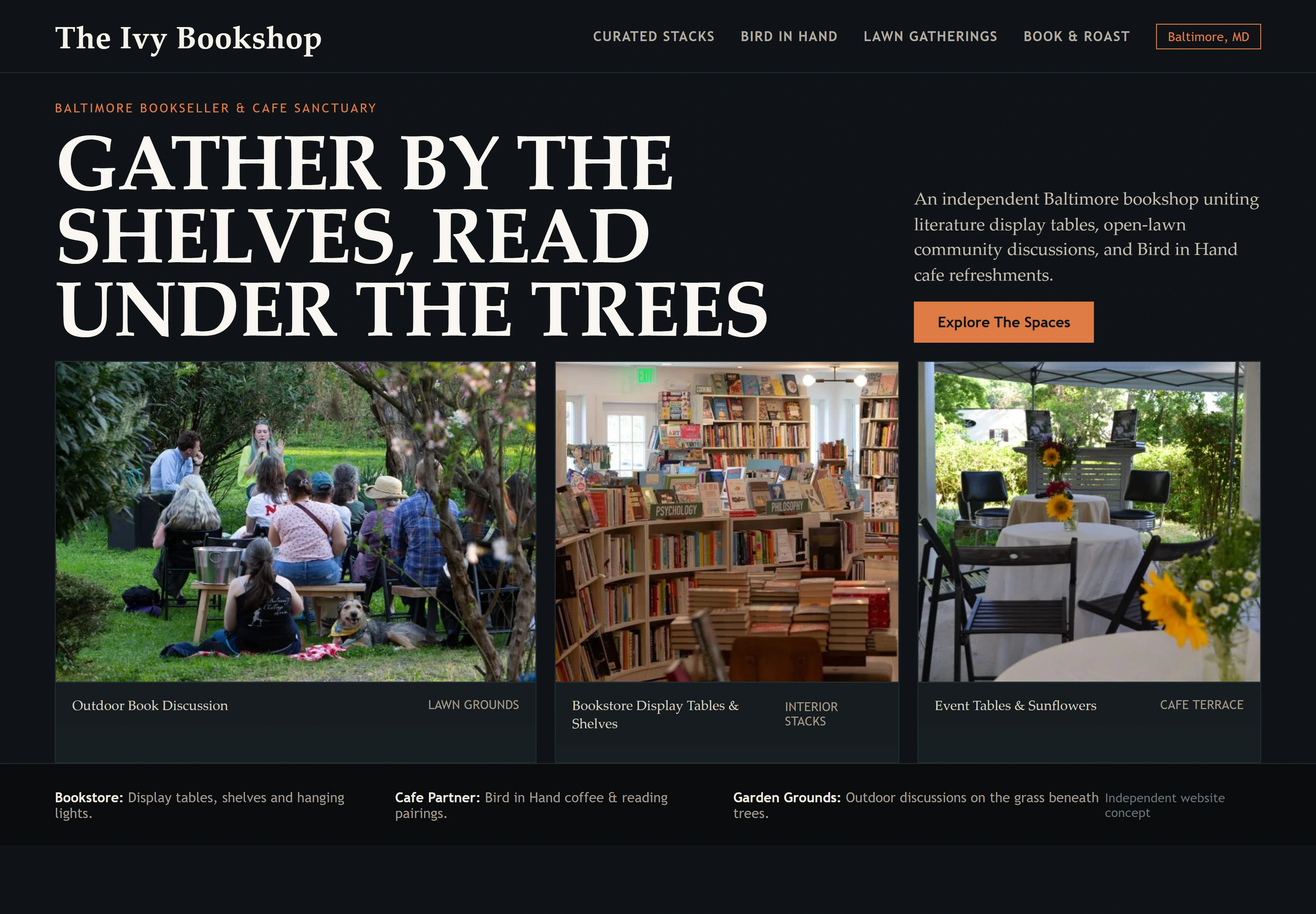 The Ivy Bookshop, individual website design concept B