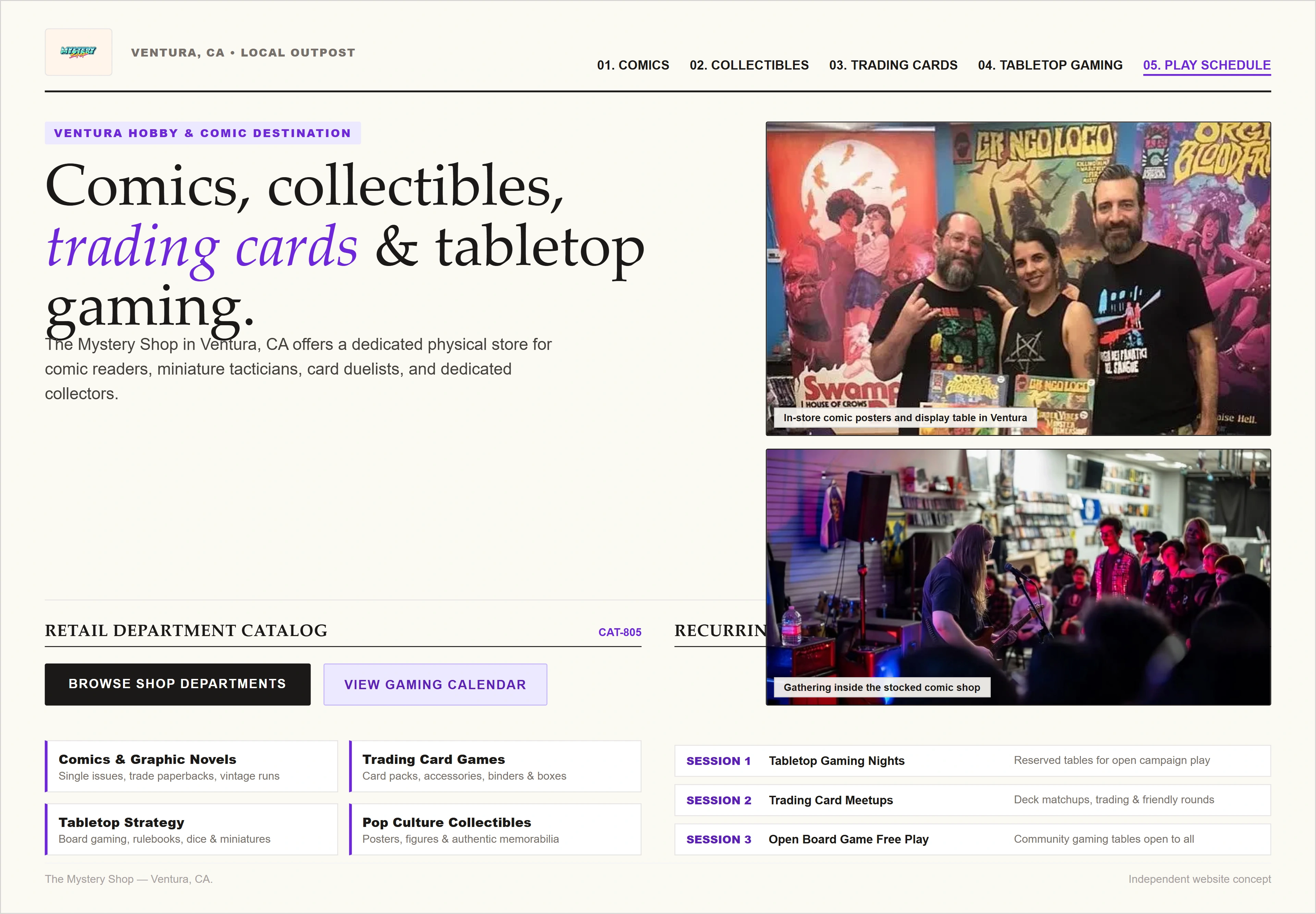 The Mystery Shop, individual website design concept C