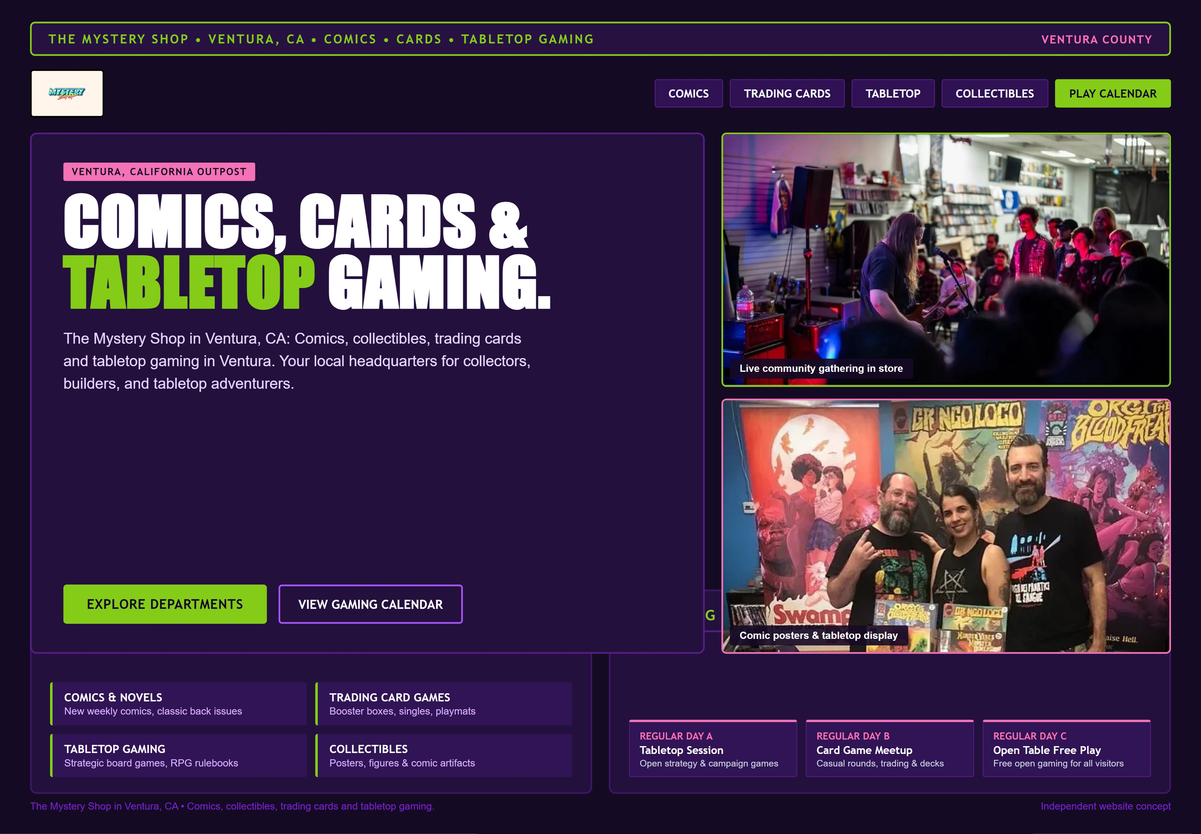 The Mystery Shop, individual website design concept D
