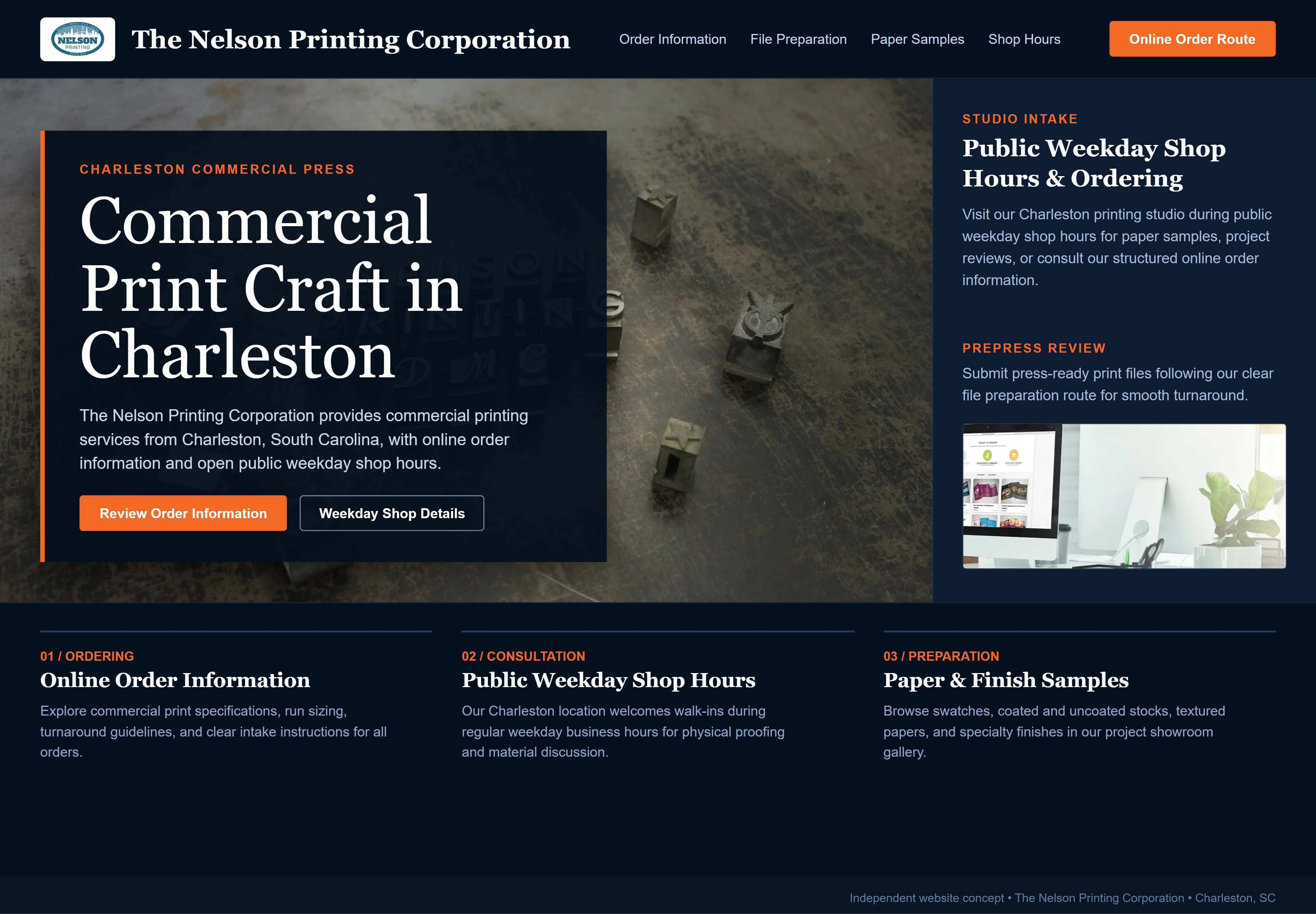 The Nelson Printing Corporation, individual website design concept A