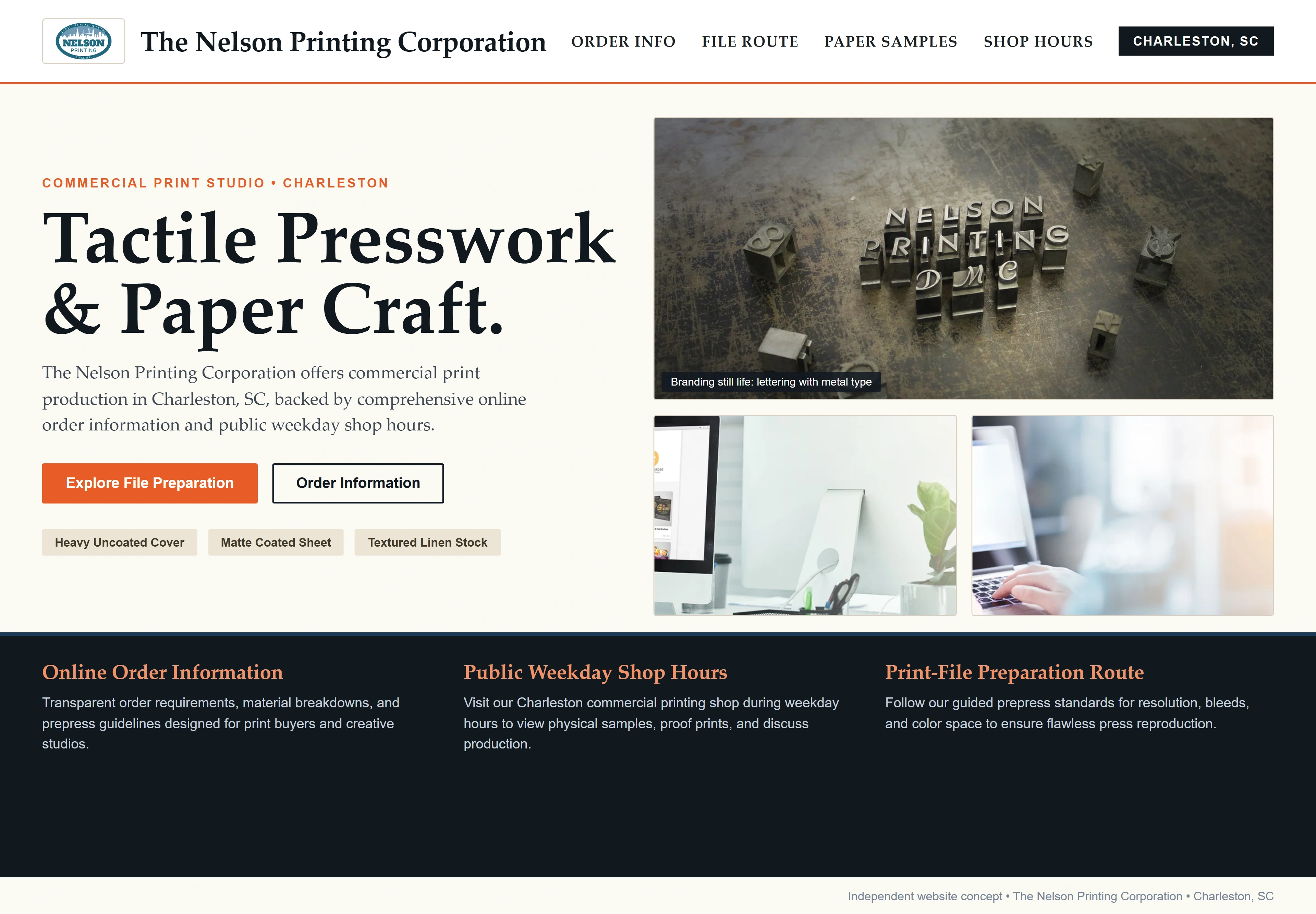 The Nelson Printing Corporation, individual website design concept B