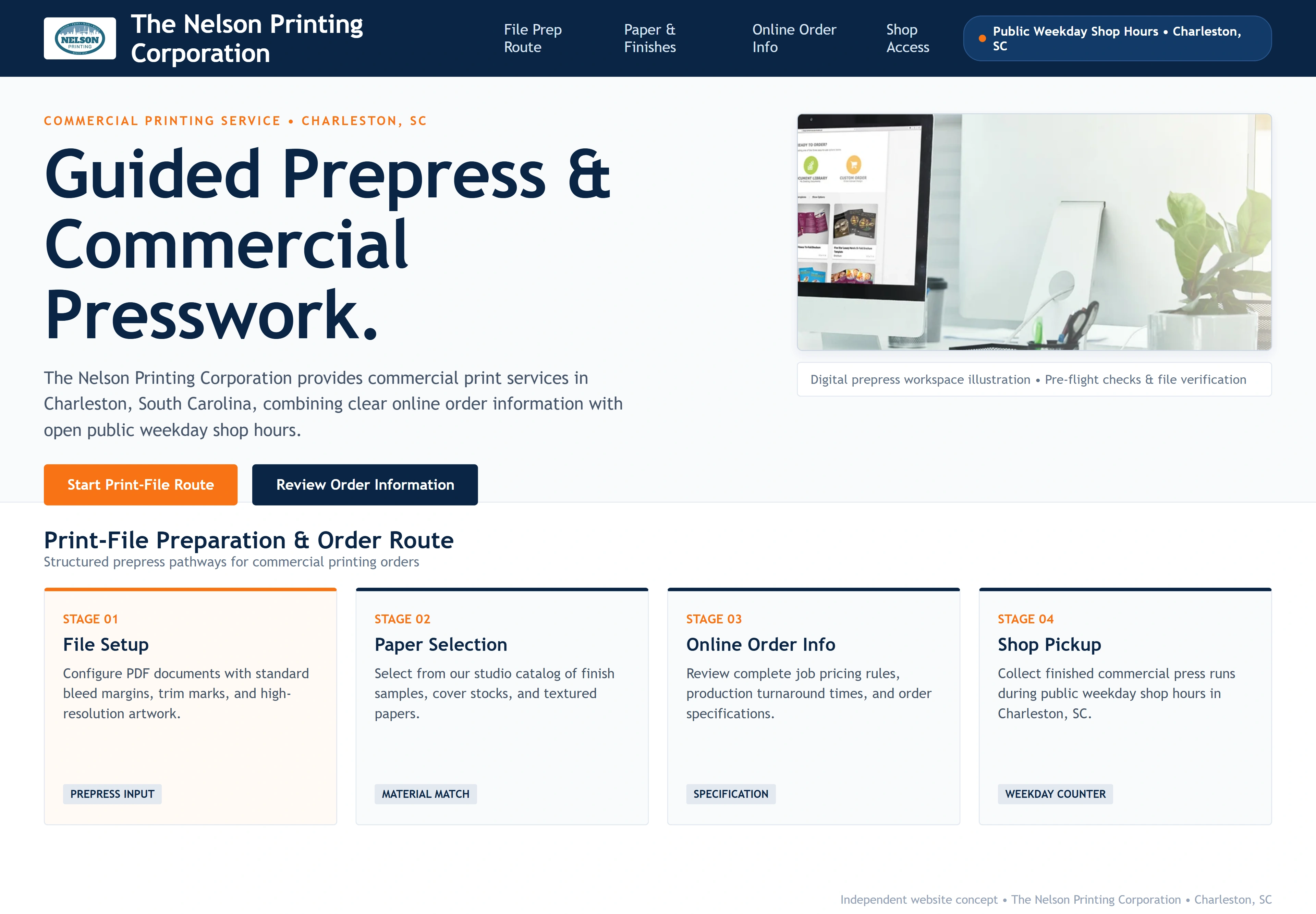 The Nelson Printing Corporation, individual website design concept C