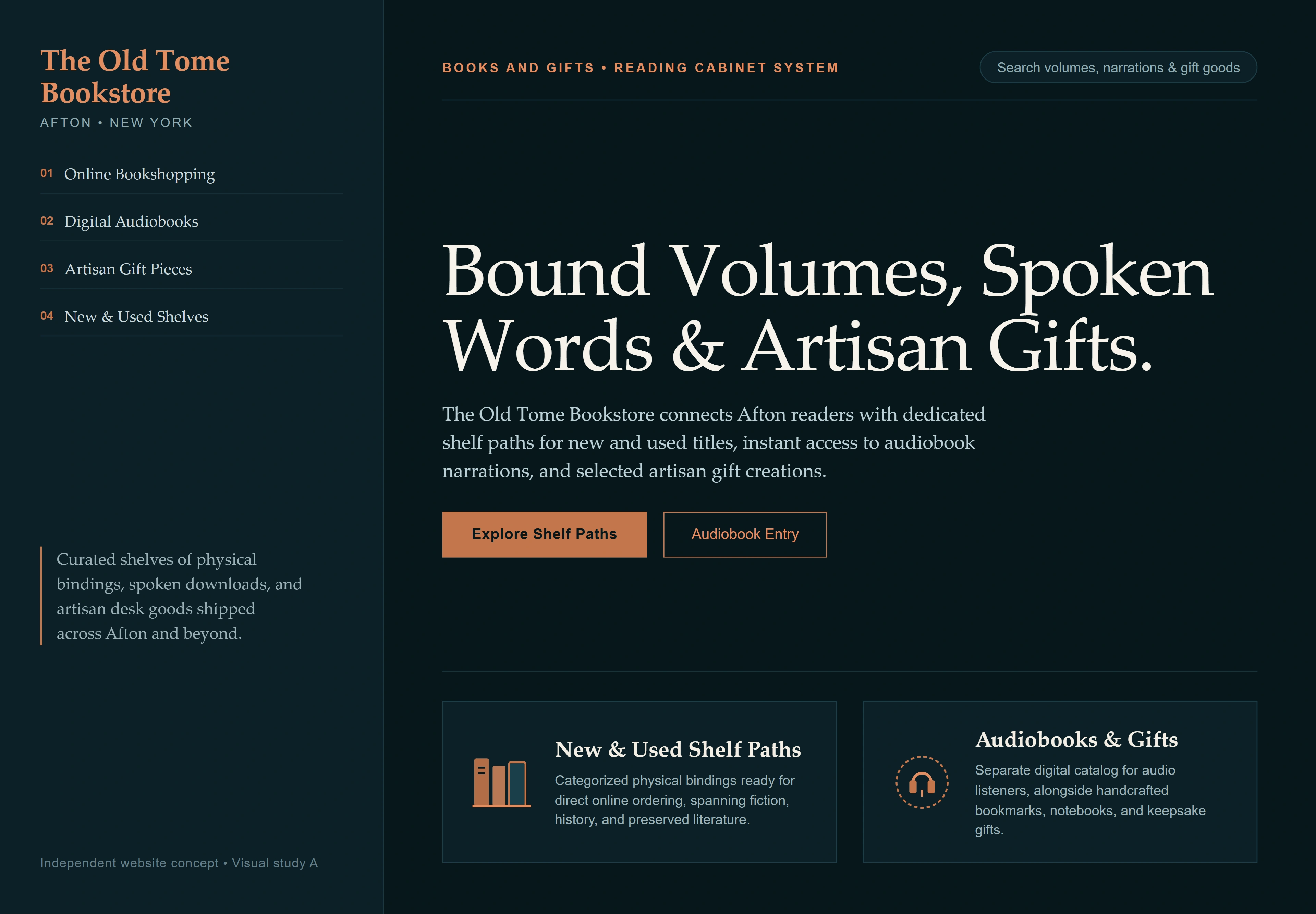 The Old Tome Bookstore, individual website design concept A