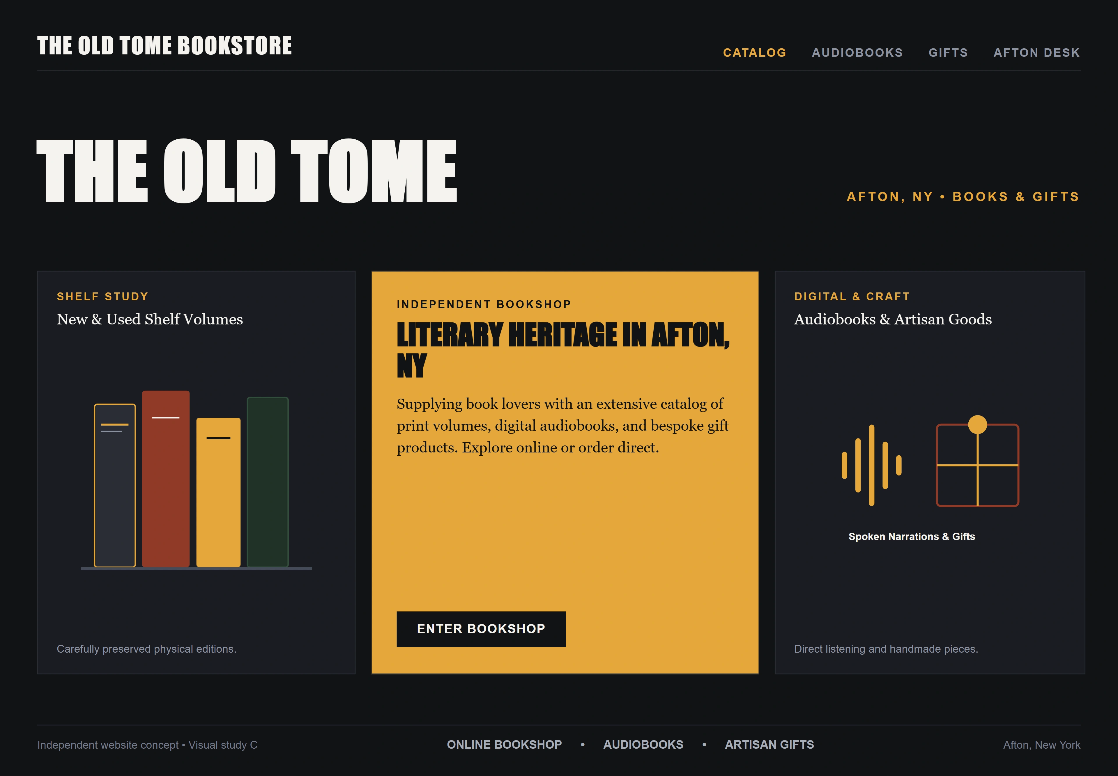 The Old Tome Bookstore, individual website design concept C