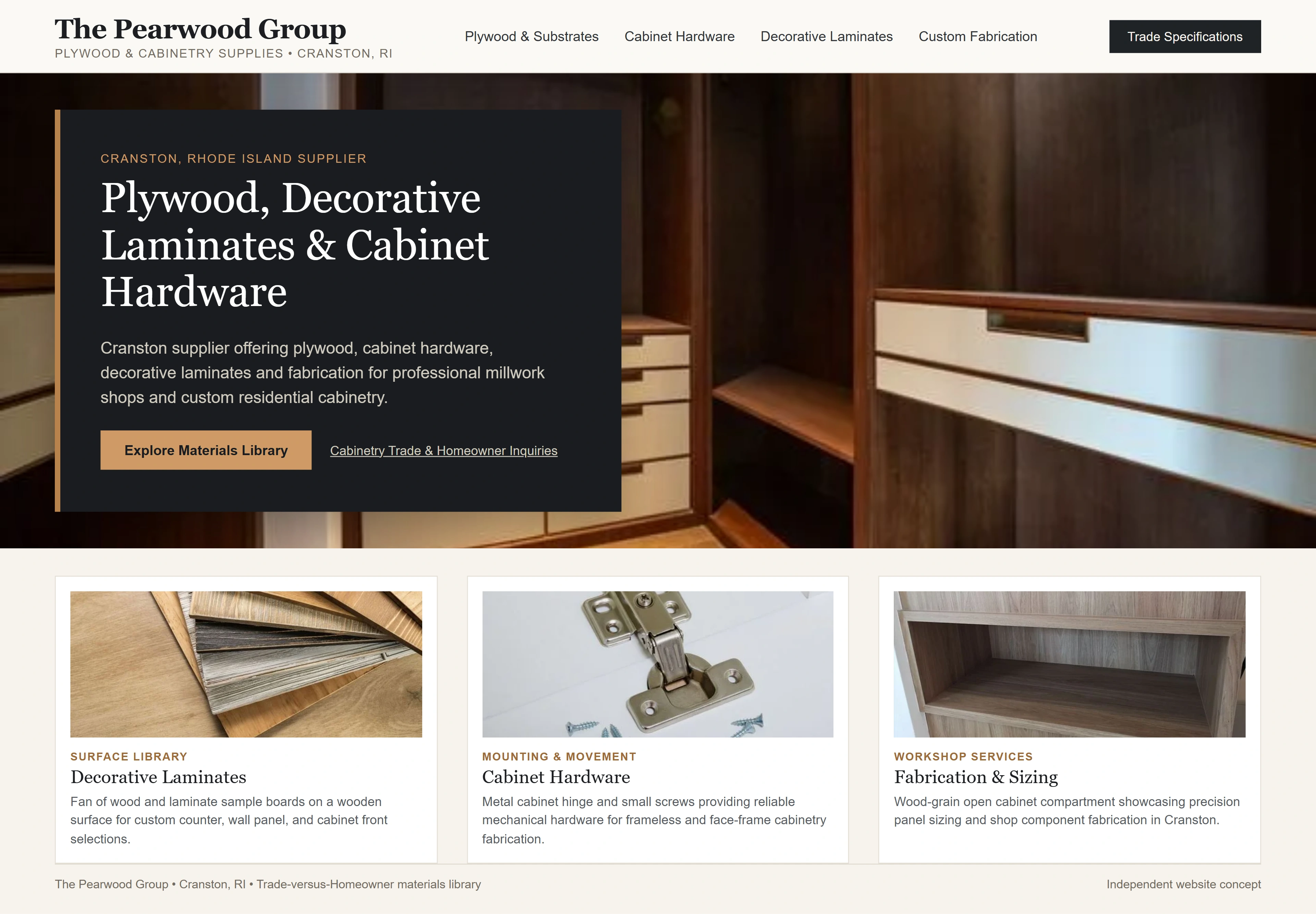 The Pearwood Group, individual website design concept A