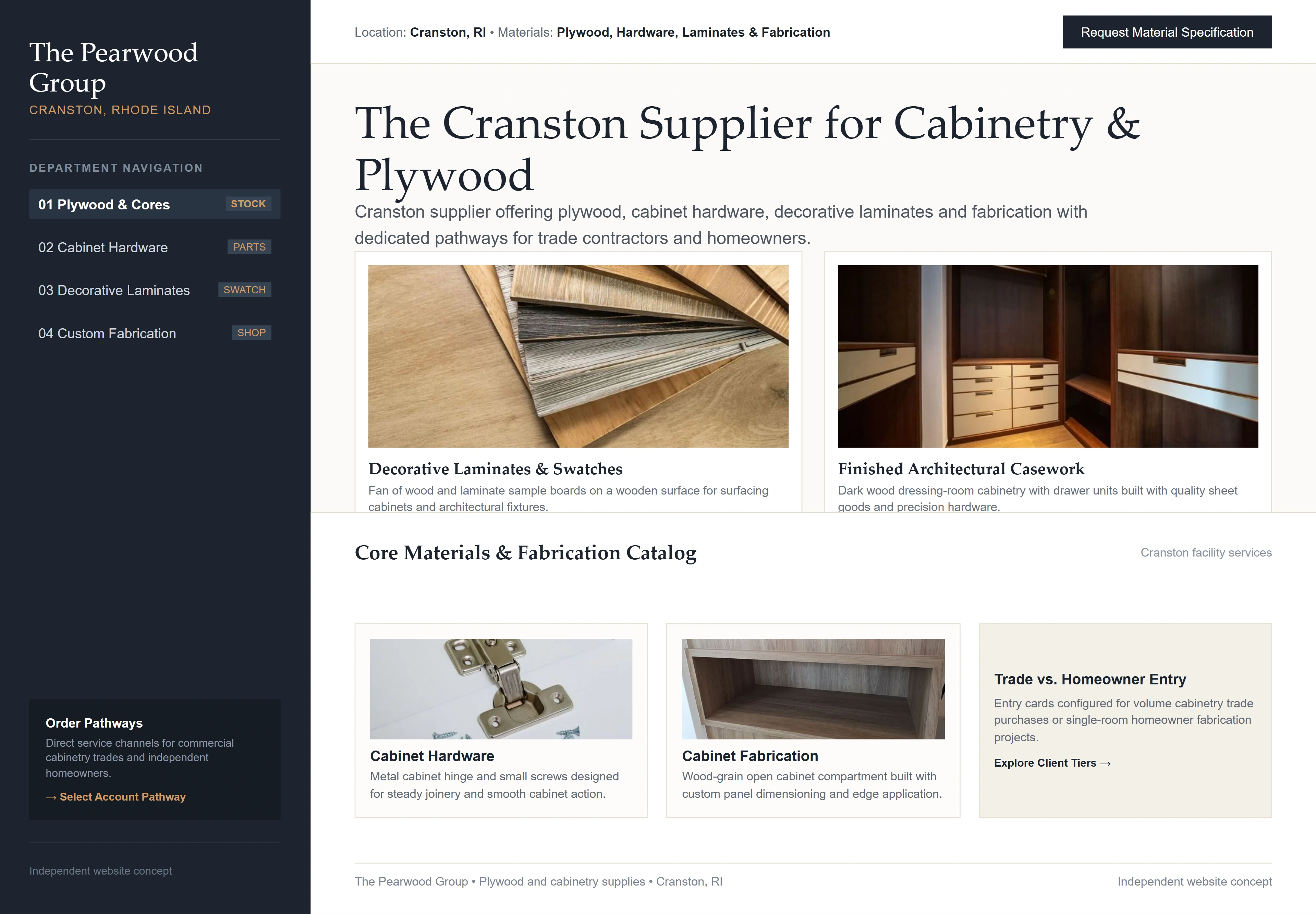 The Pearwood Group, individual website design concept C
