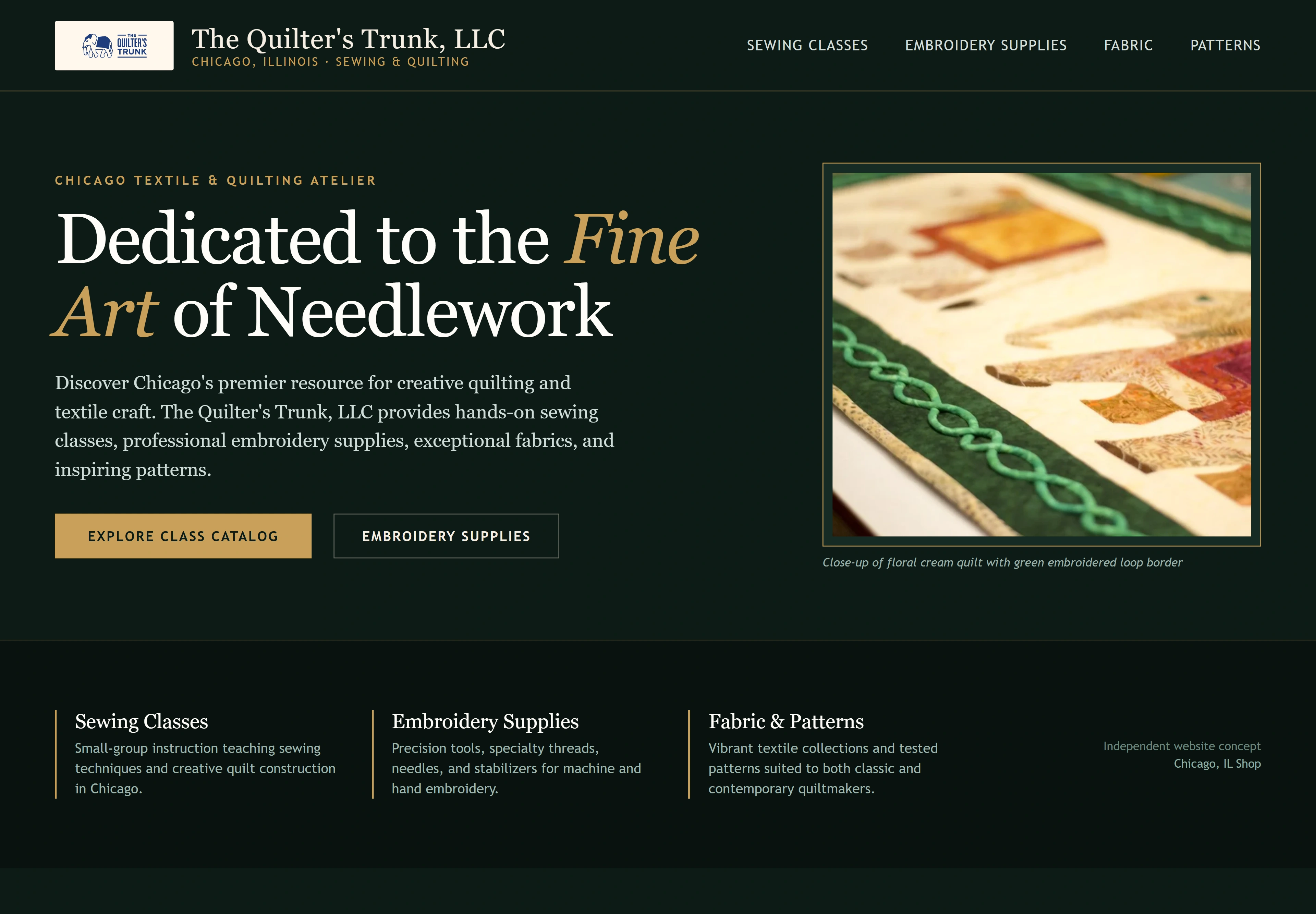 The Quilter's Trunk, LLC, individual website design concept C