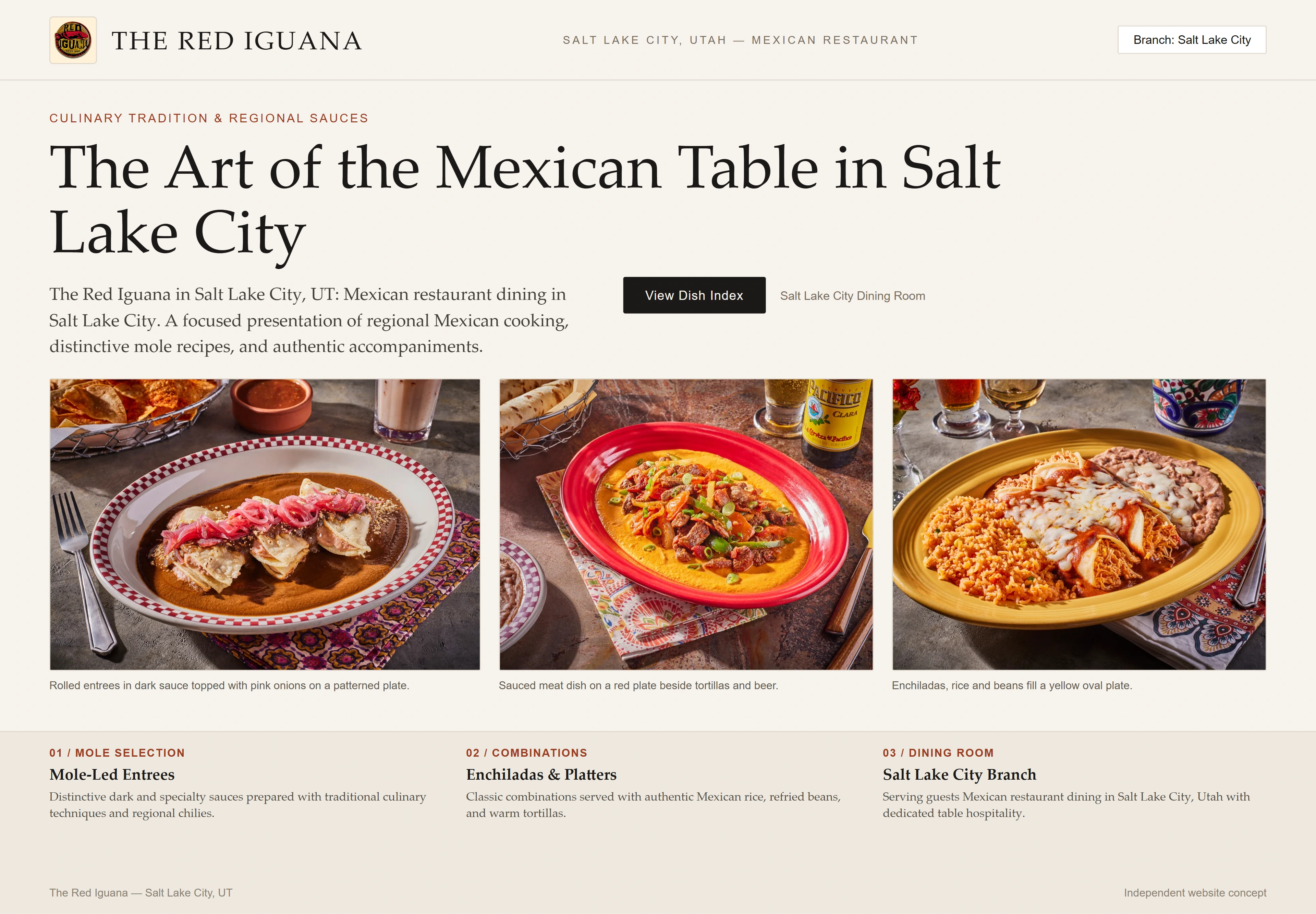 The Red Iguana, individual website design concept D
