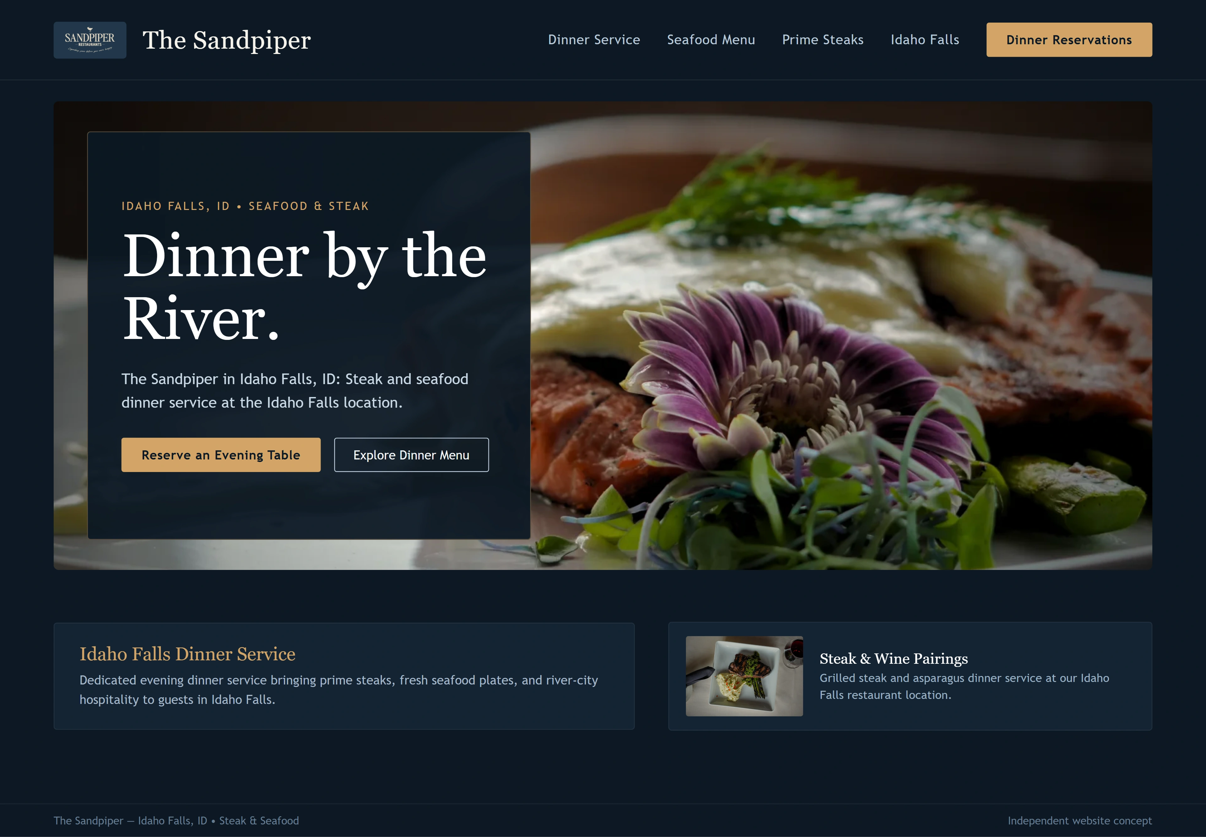 The Sandpiper, individual website design concept A