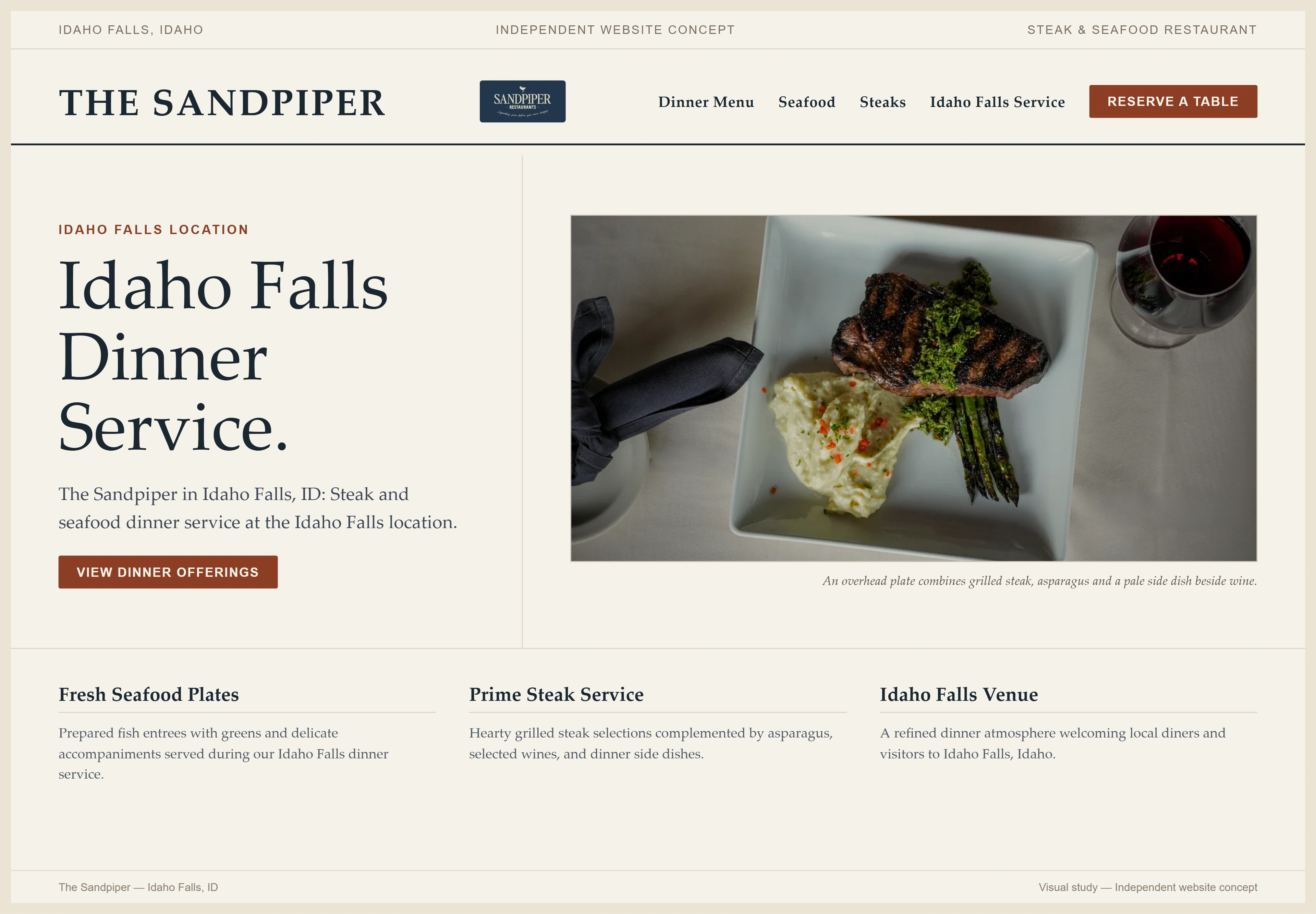 The Sandpiper, individual website design concept B