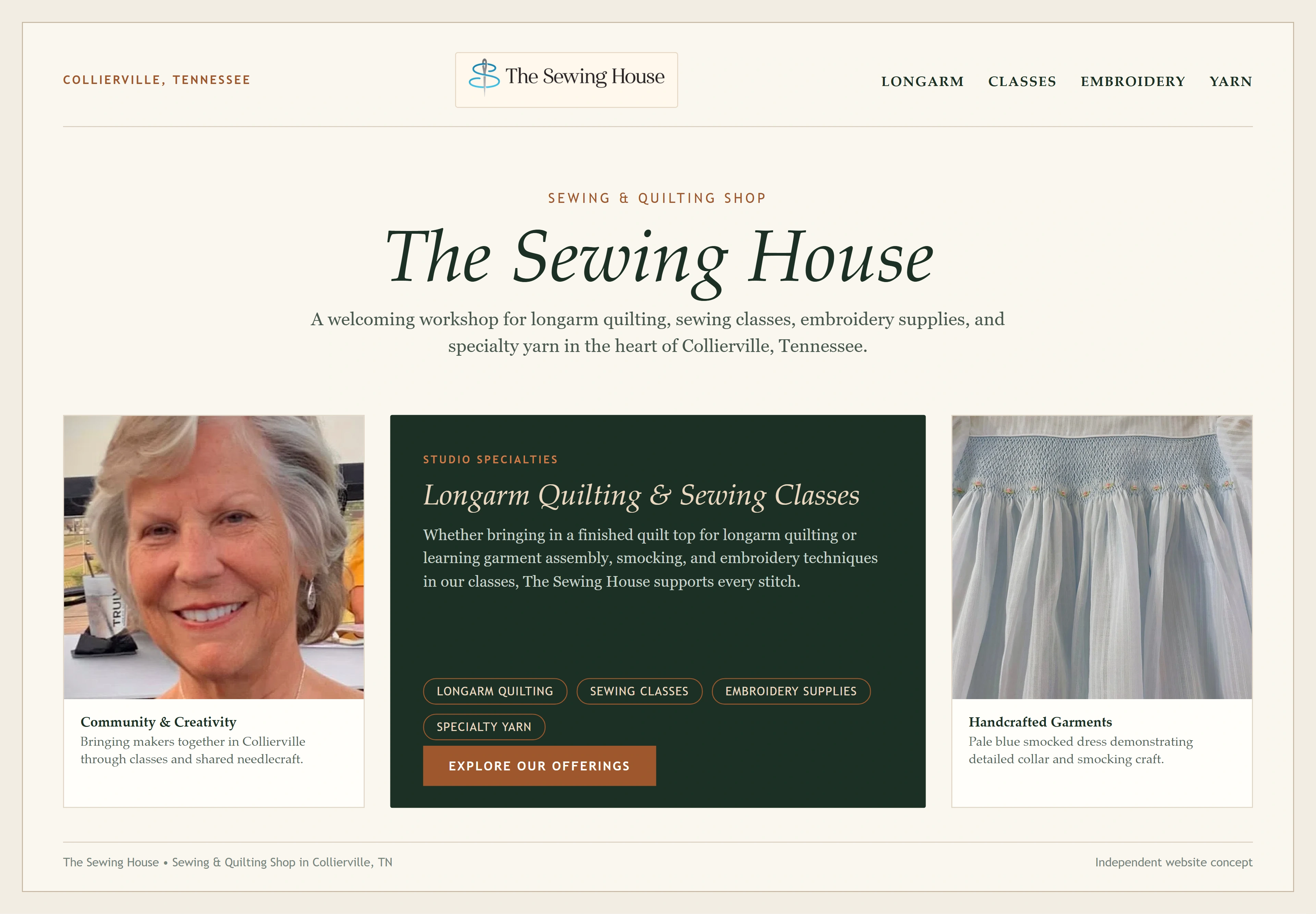 The Sewing House, individual website design concept D