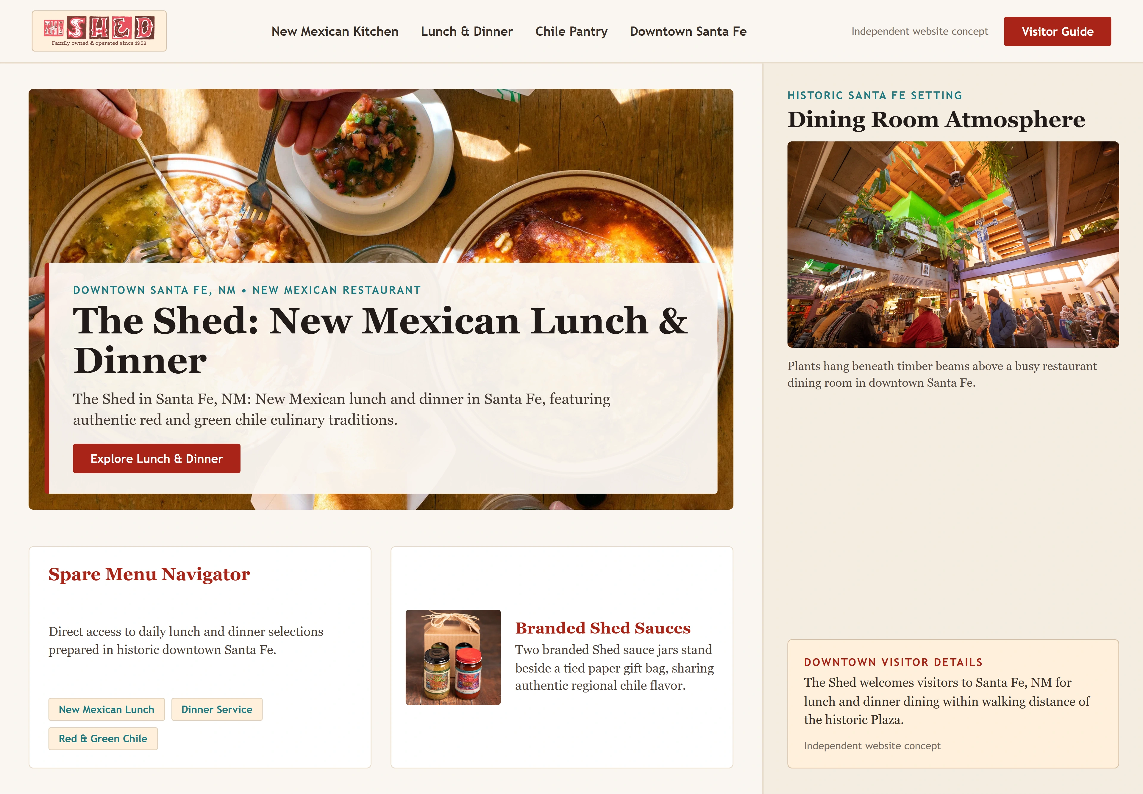 The Shed, individual website design concept A